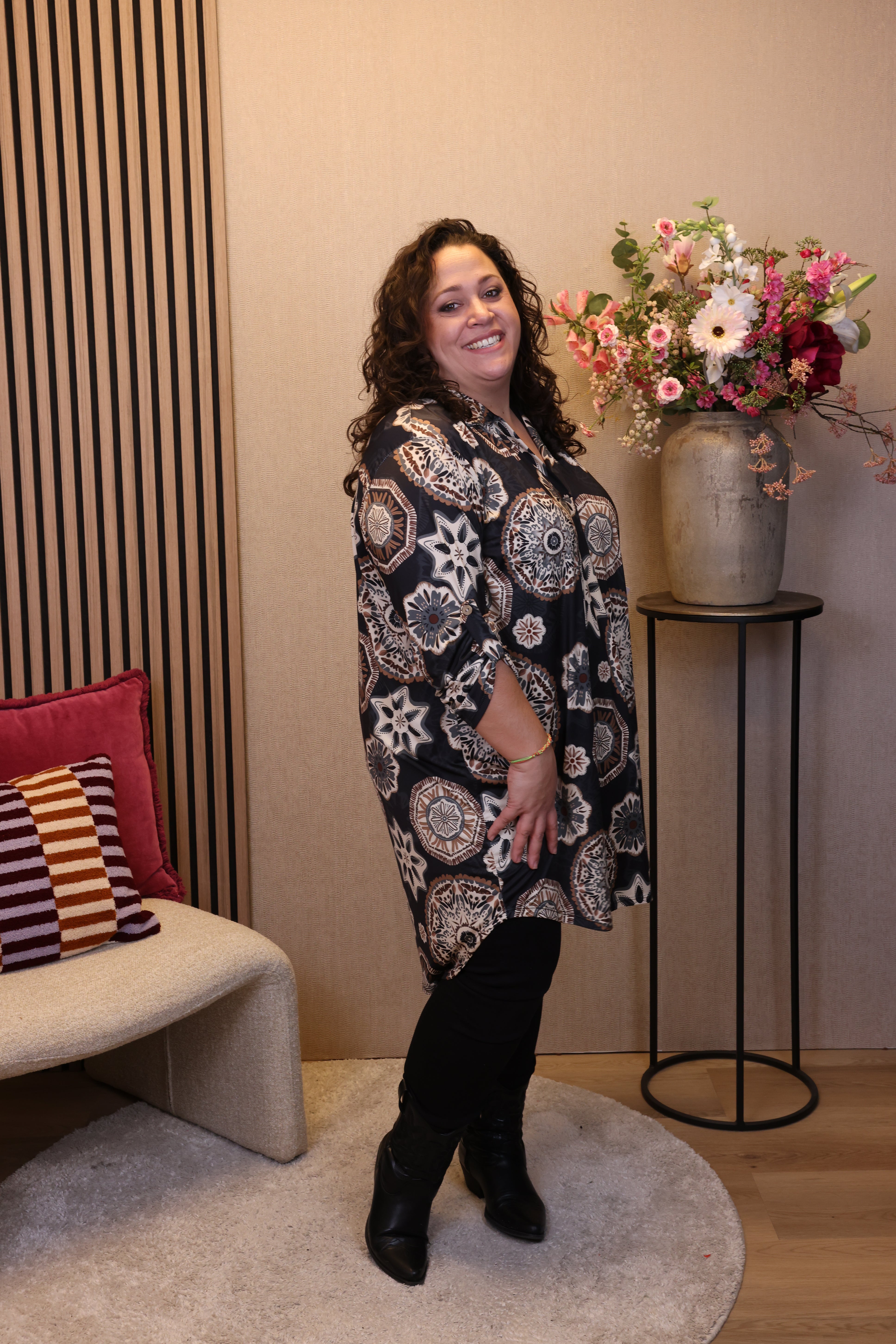 Dora | Bluse schwarz Langarm 52 bis 58