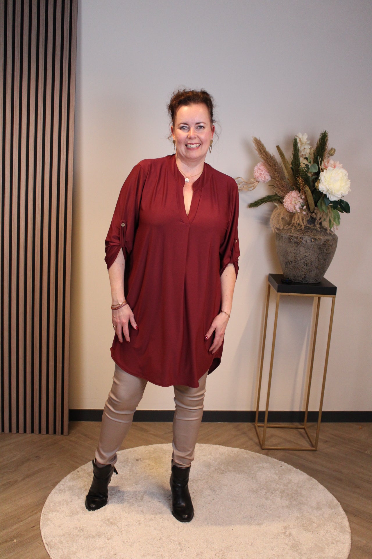 Lana | Blaue Bluse mit Kragen 38 bis 48