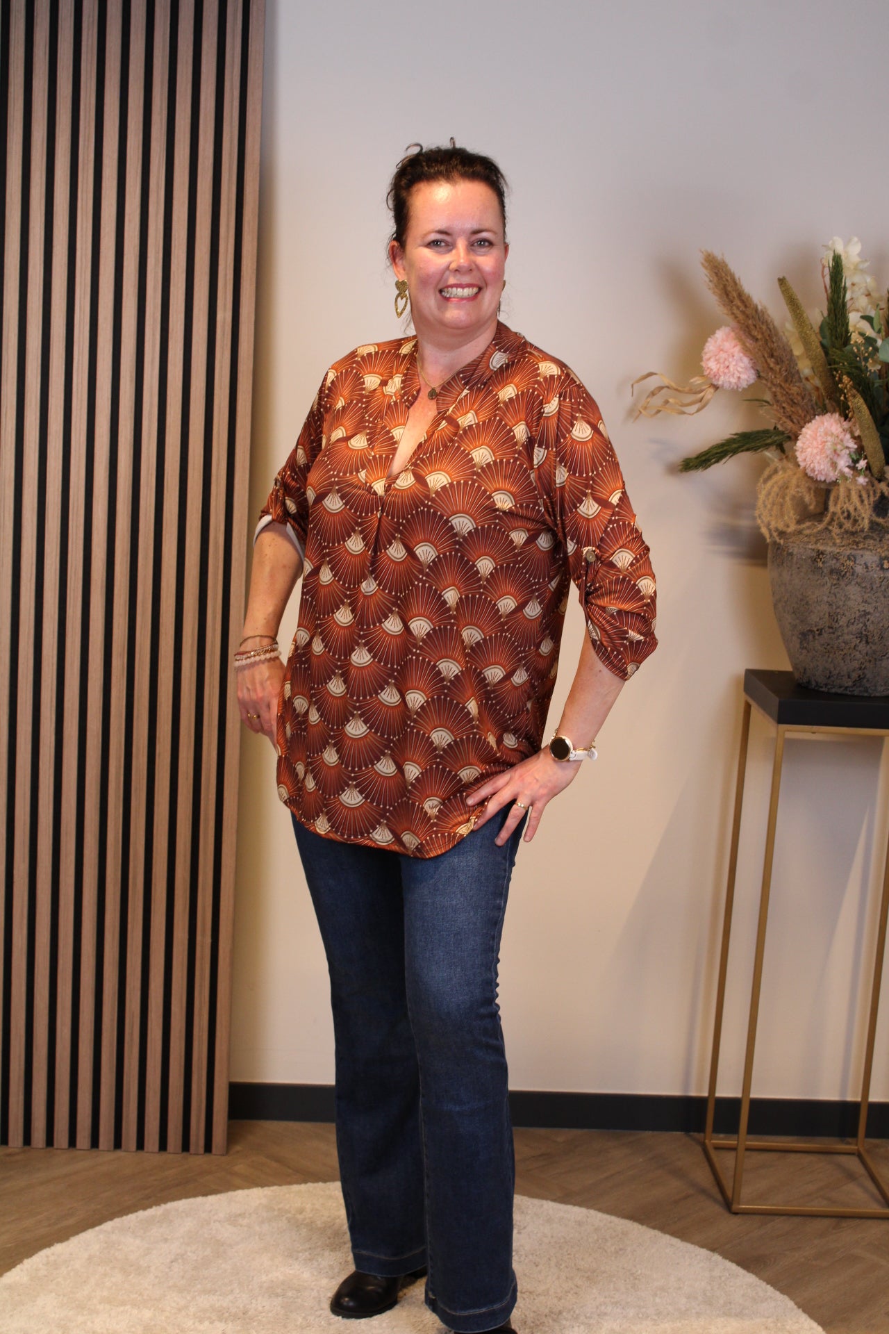 Dora | Bluse schwarz Langarm 52 bis 58
