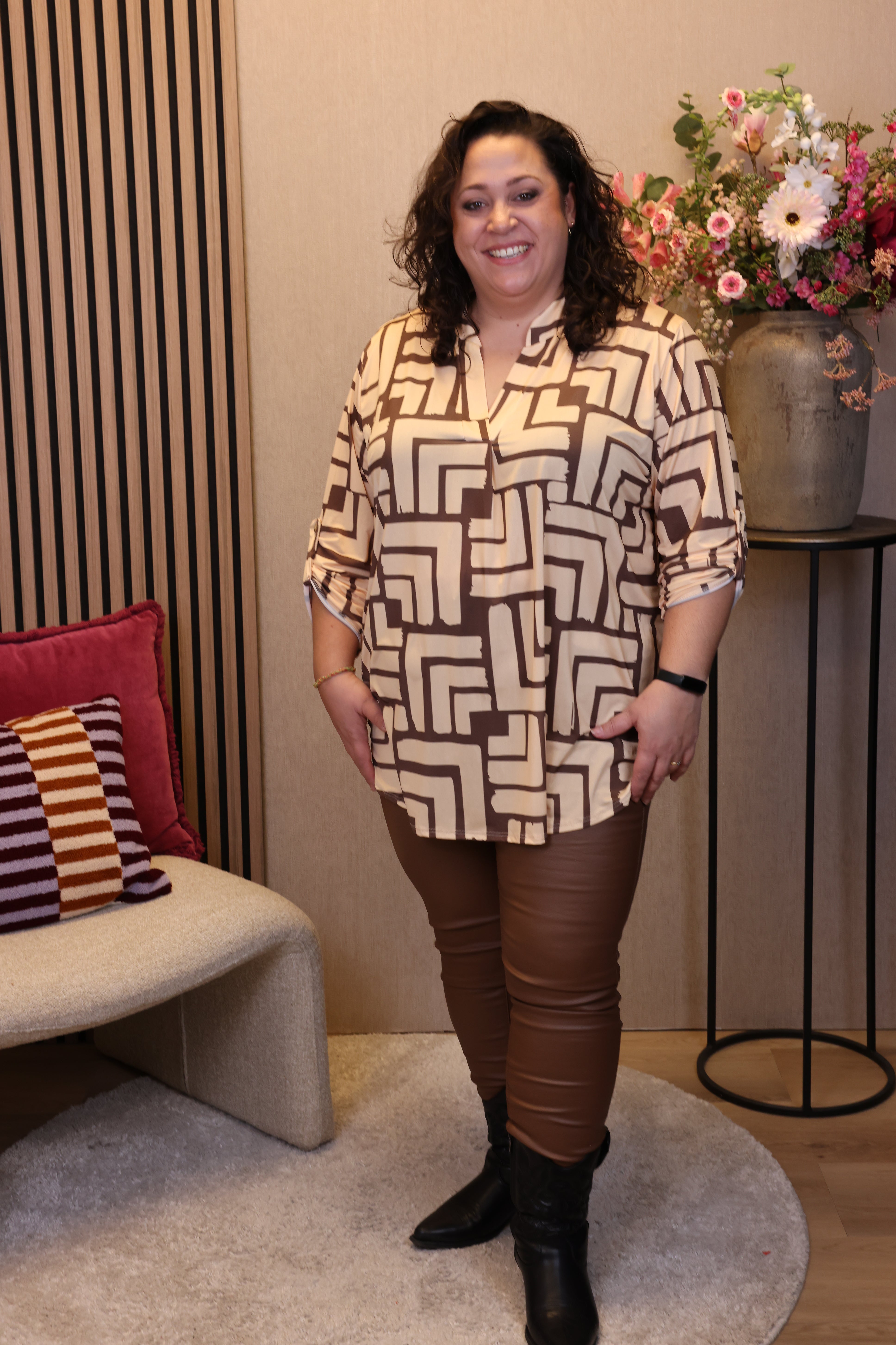 Dora | Bluse schwarz Langarm 52 bis 58