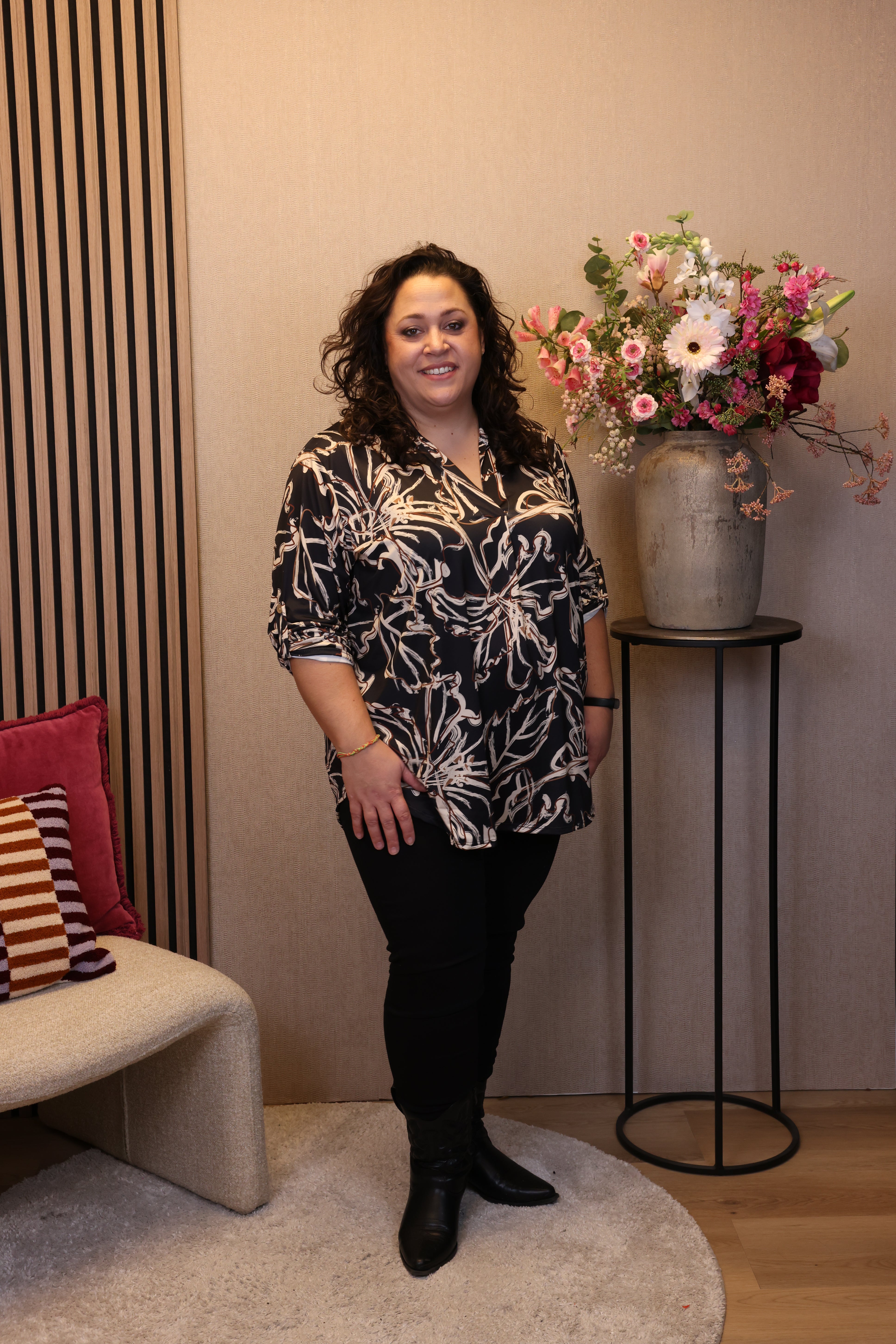 Dora | Bluse schwarz Langarm 52 bis 58