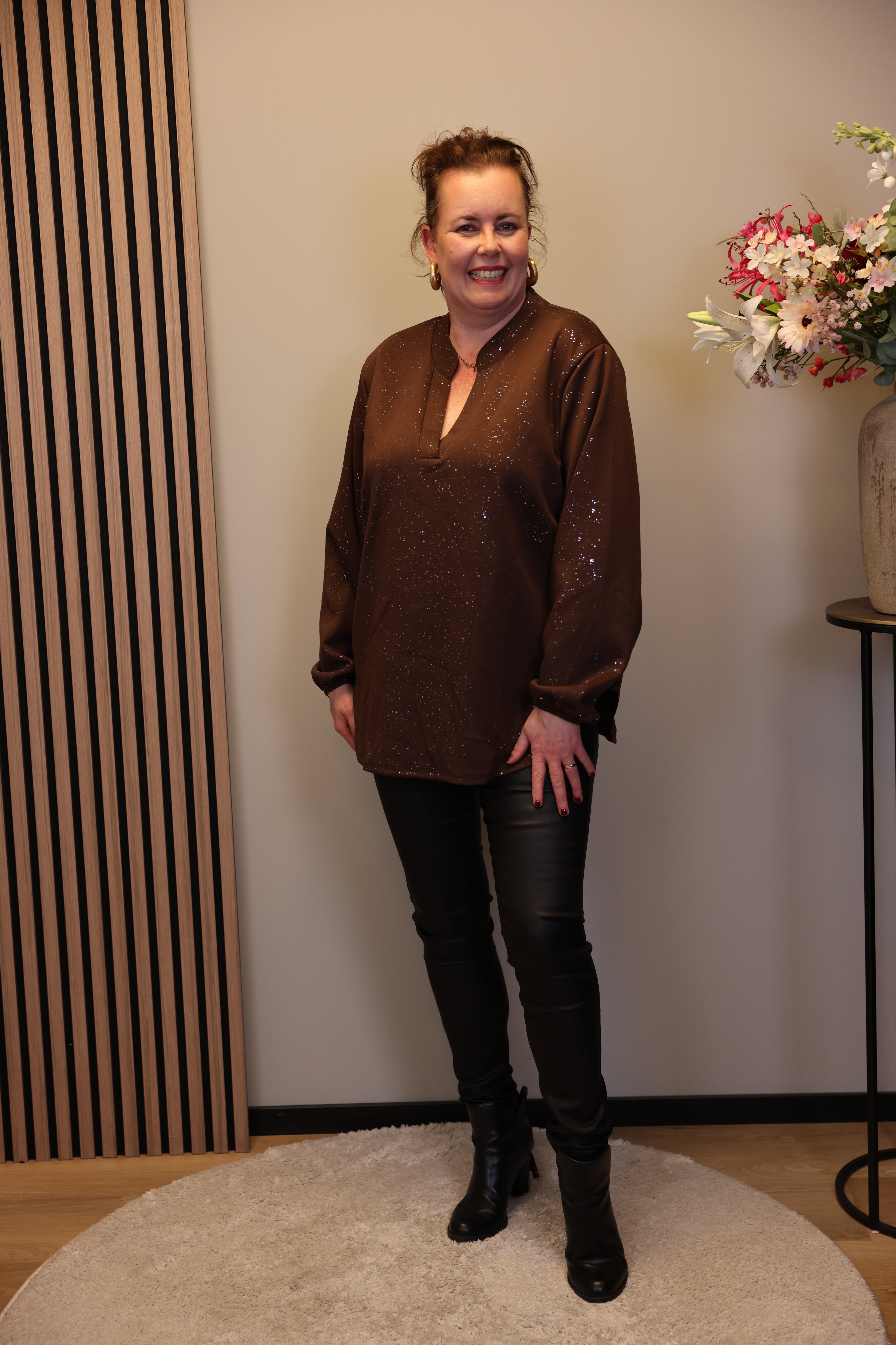 Dora | Bluse schwarz Langarm 52 bis 58