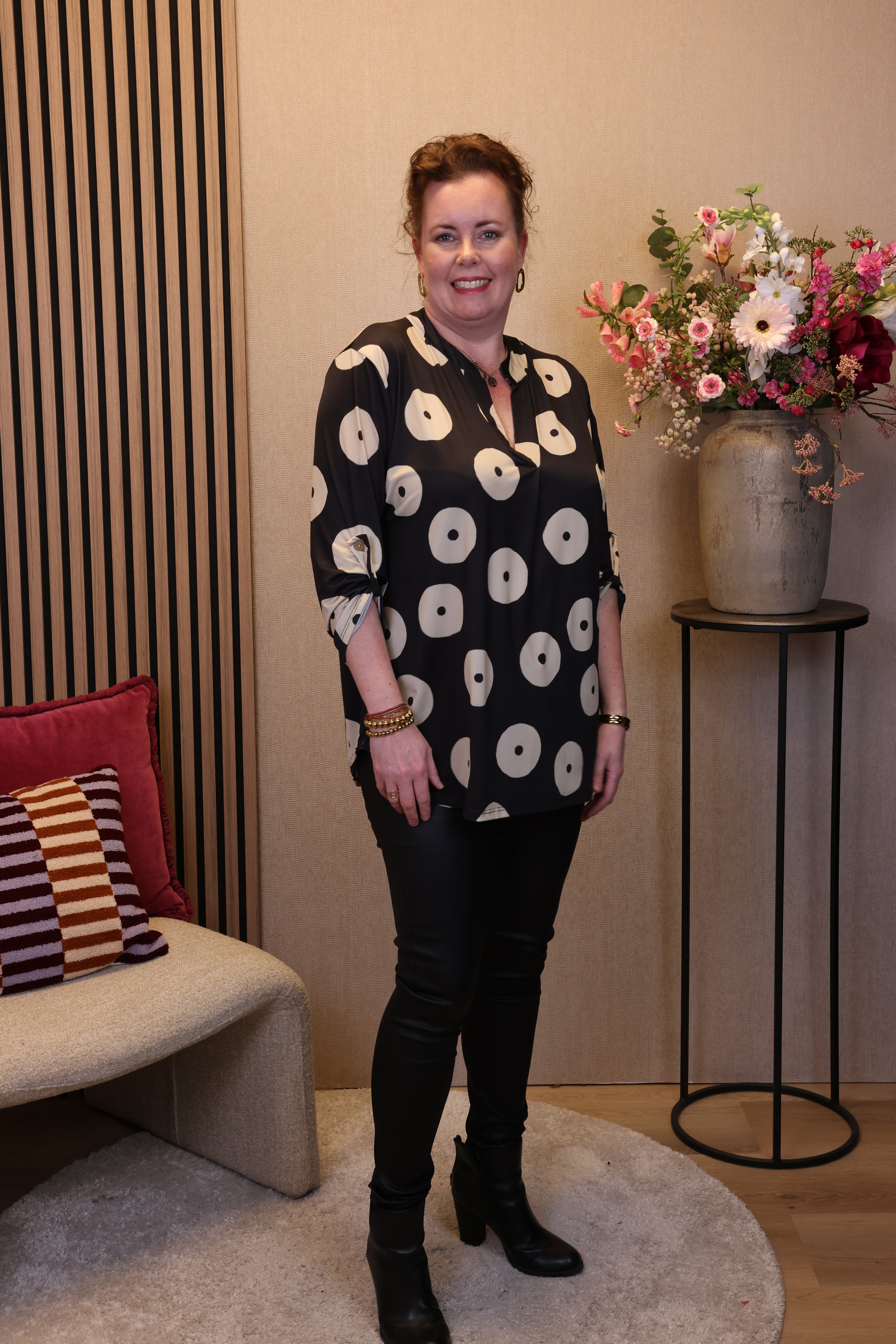 Dora | Bluse schwarz Langarm 52 bis 58