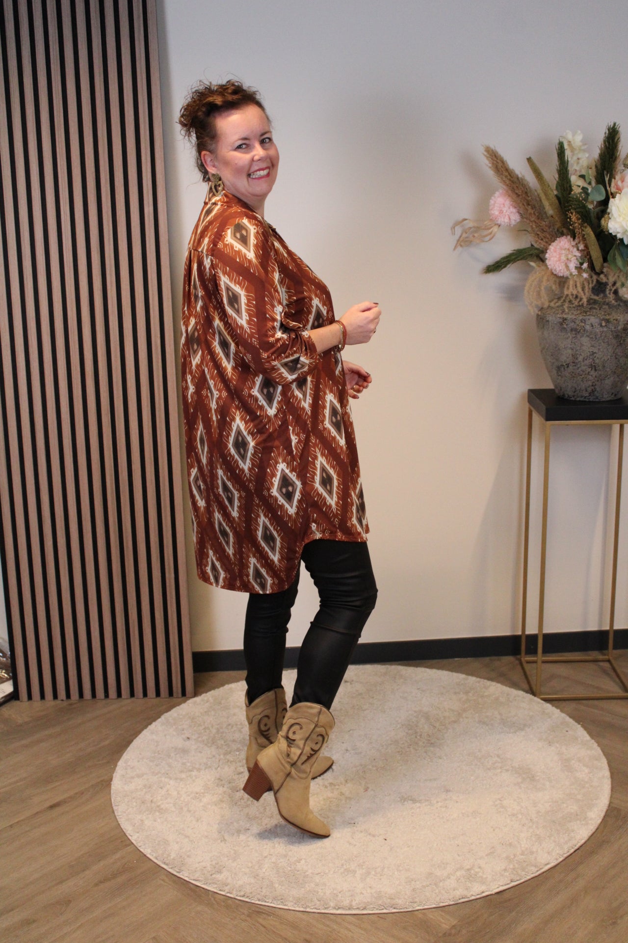 Lana | Blaue Bluse mit Kragen 38 bis 48