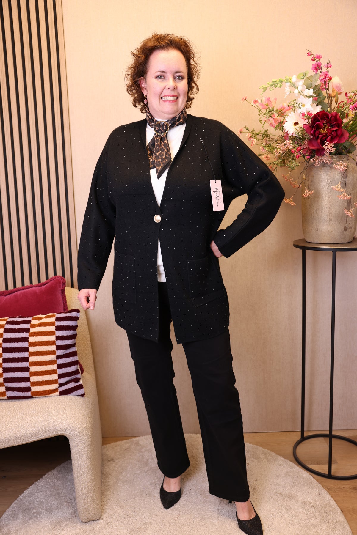 Dora | Bluse schwarz Langarm 52 bis 58