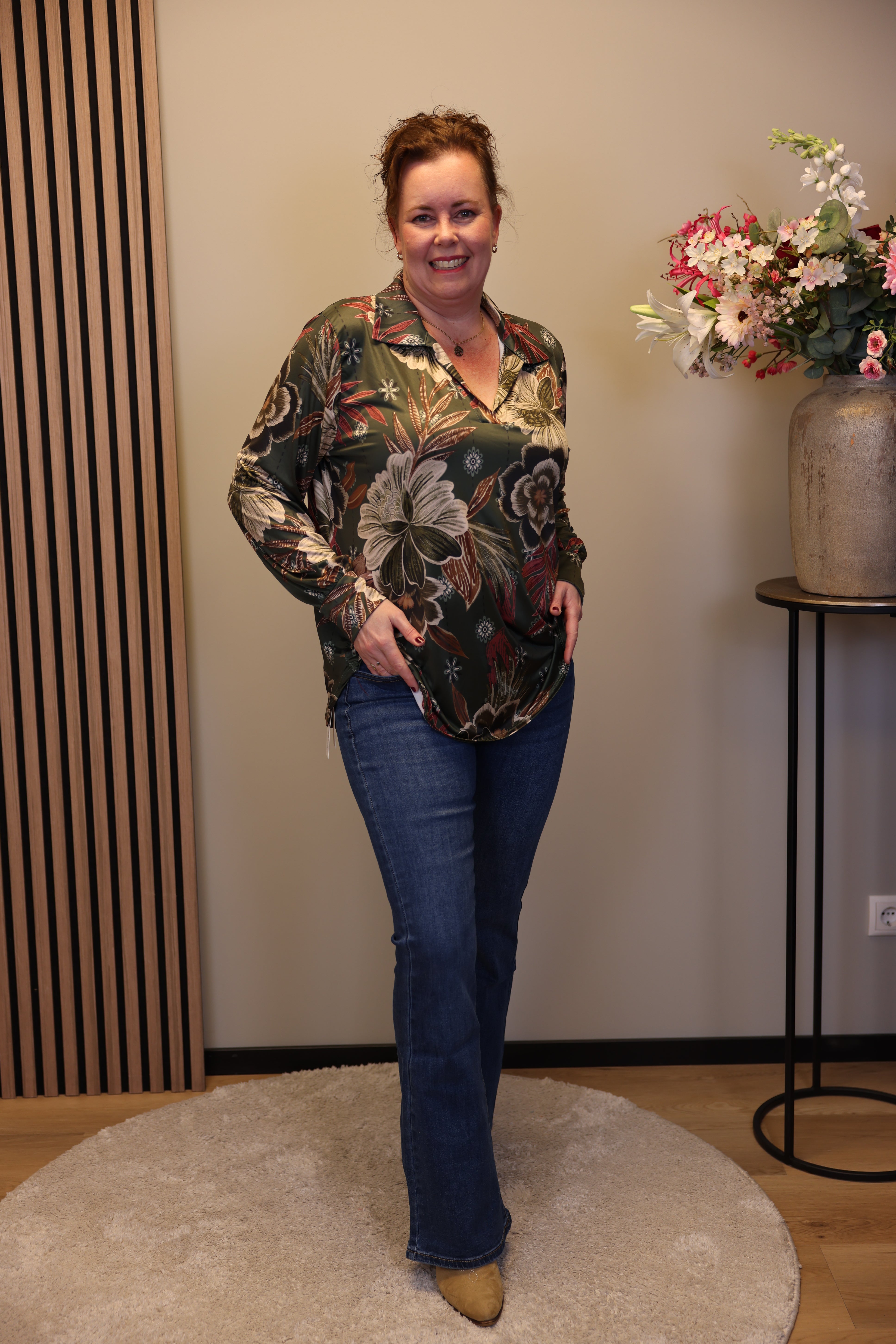 Eefke | Blouse groen met kraagje 48 t/m 52