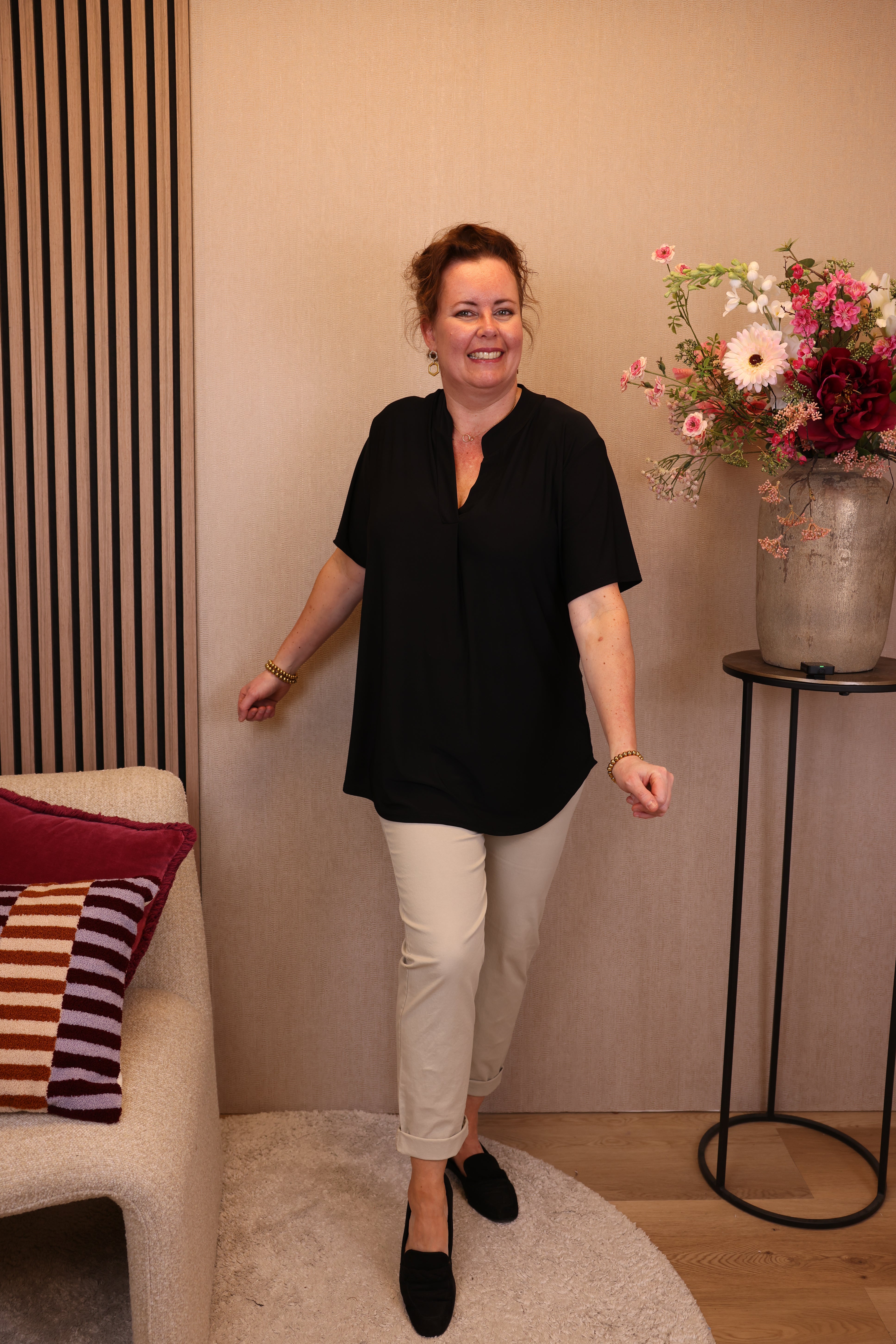 Dora | Bluse schwarz Langarm 52 bis 58