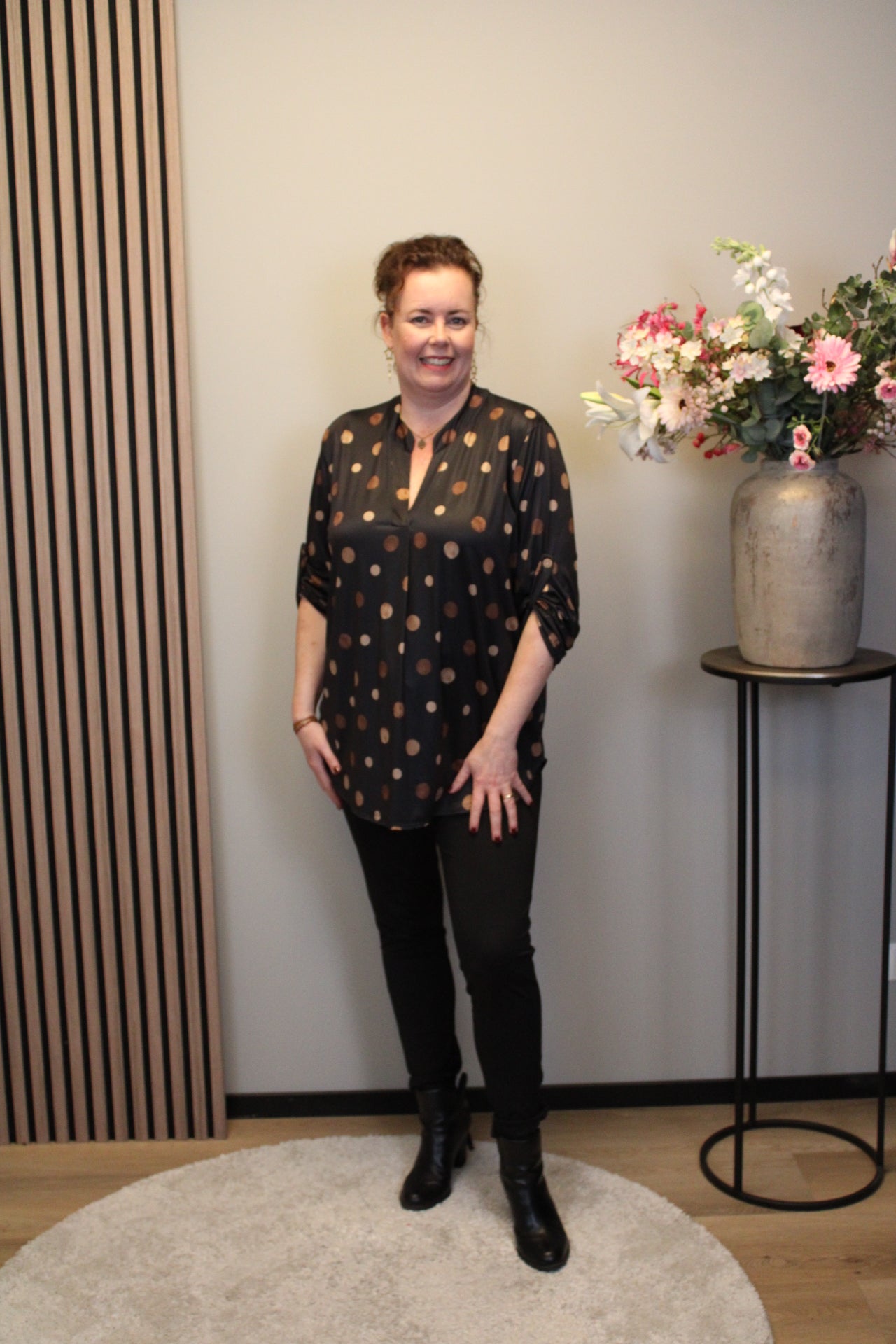 Dora | Bluse schwarz Langarm 52 bis 58