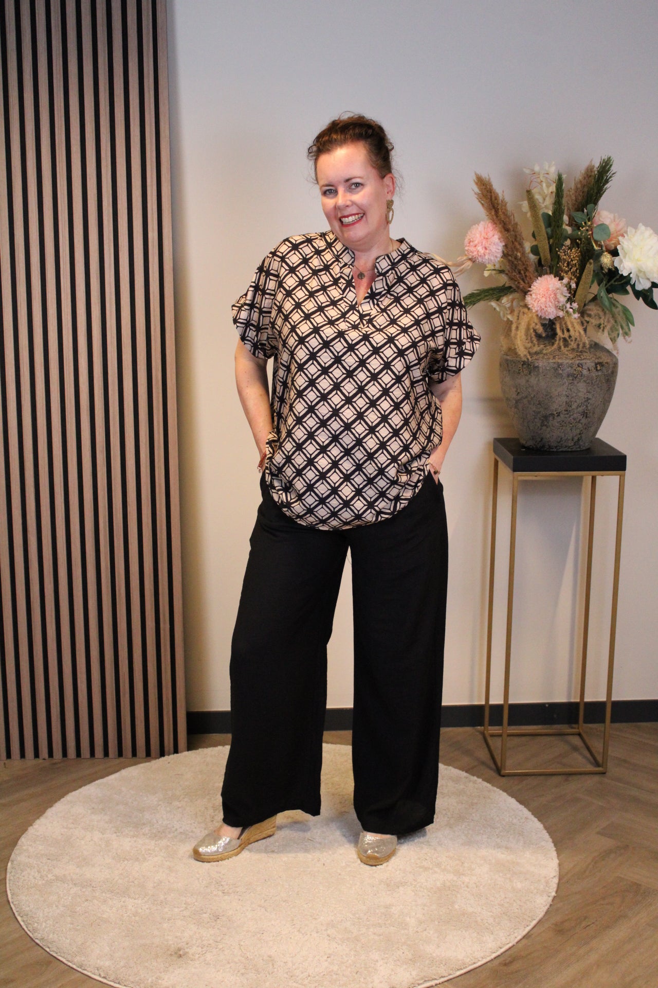 Dora | Bluse schwarz Langarm 52 bis 58