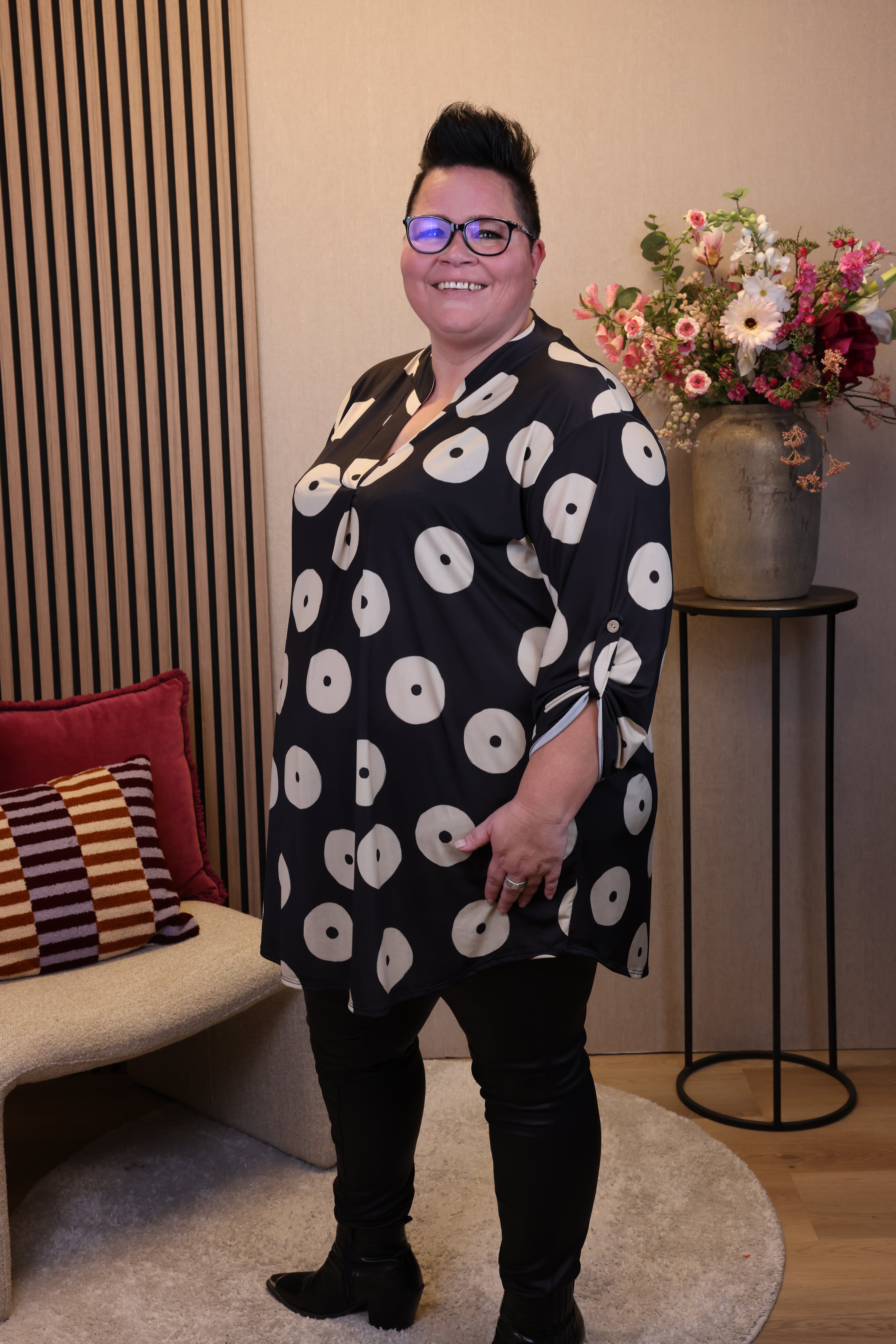 Dora | Bluse schwarz Langarm 52 bis 58