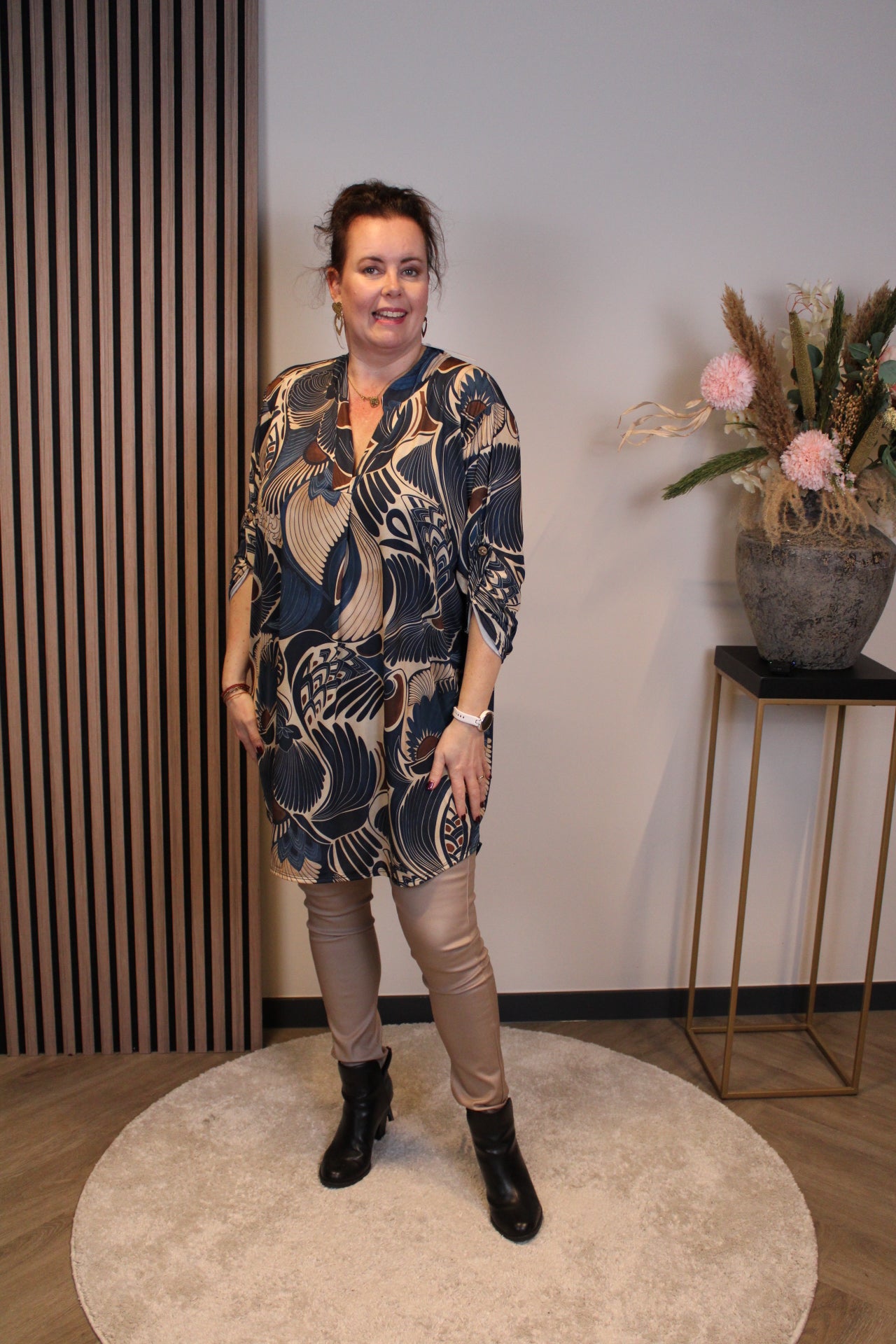 Lana | Blaue Bluse mit Kragen 38 bis 48