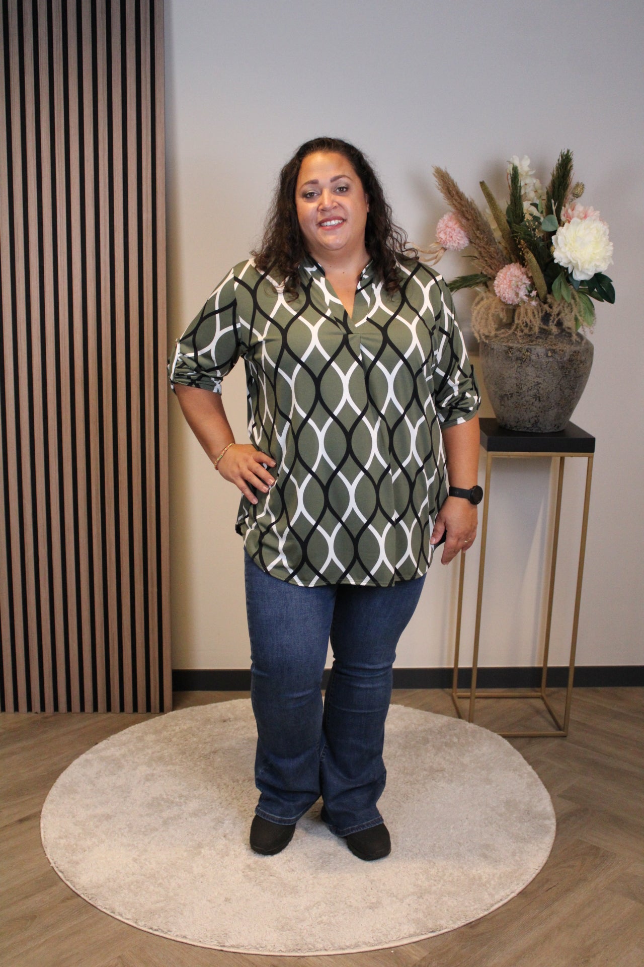 Hannah | Bluse grün Langarm 48 bis 52