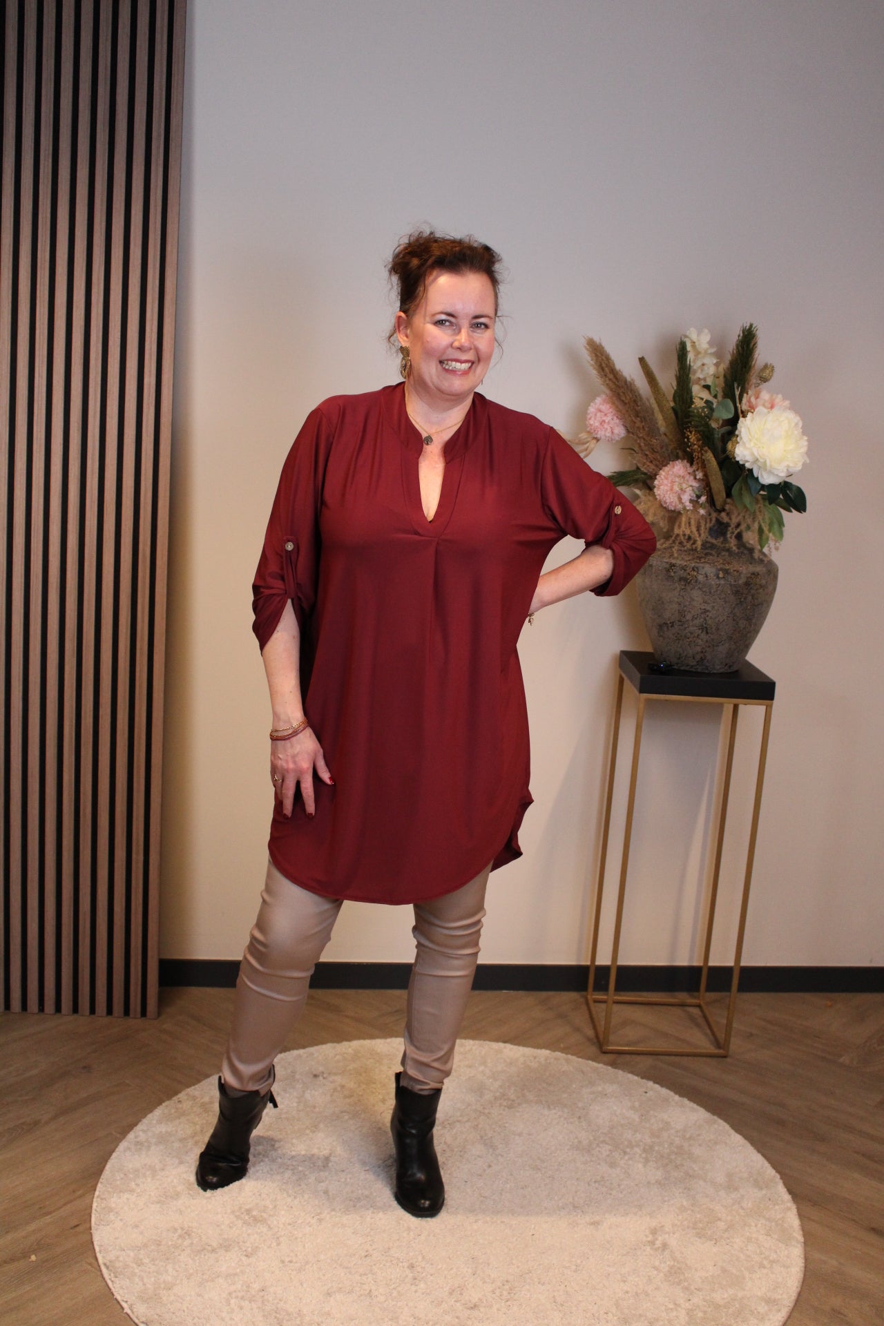 Lana | Blaue Bluse mit Kragen 38 bis 48