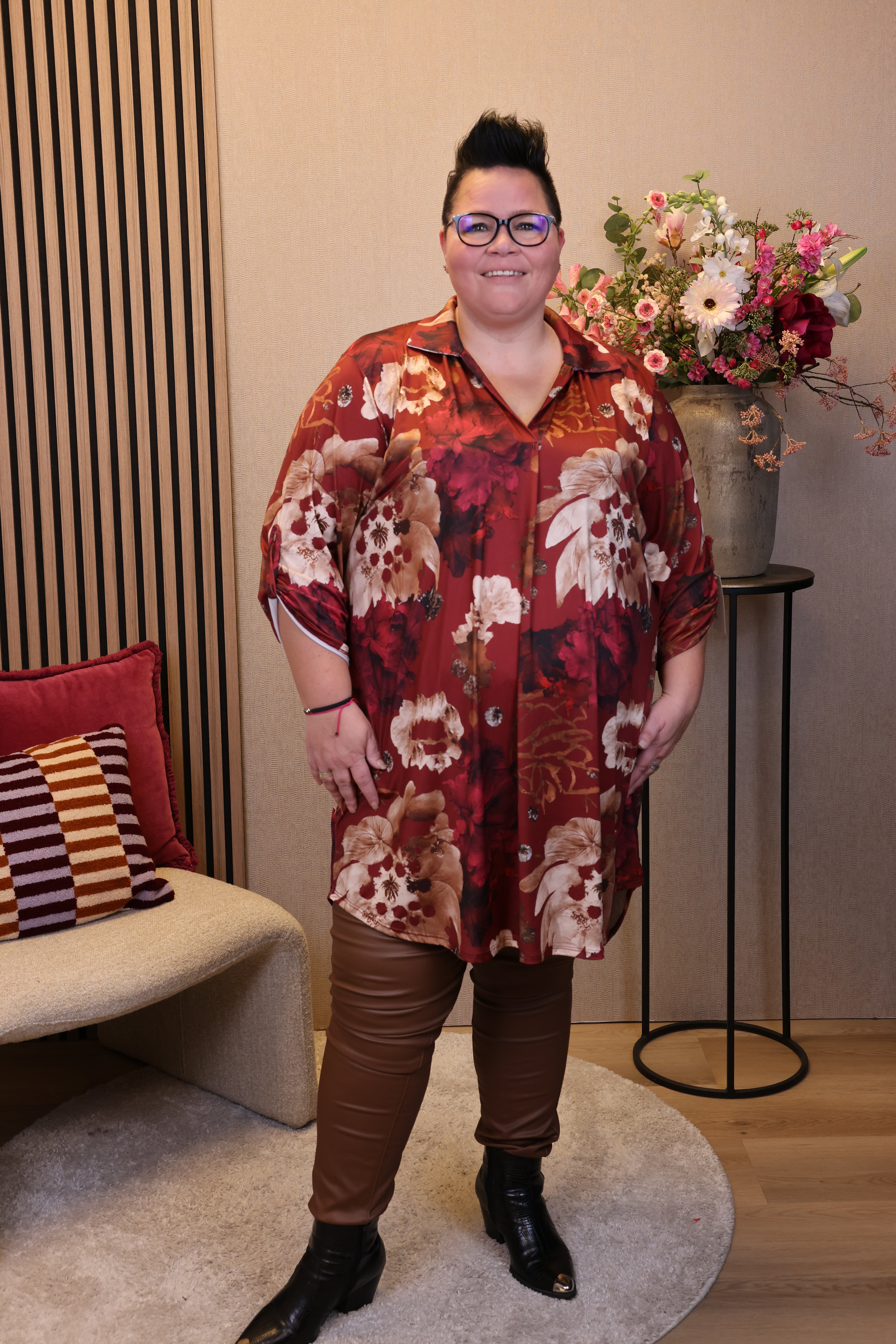 Dora | Bluse schwarz Langarm 52 bis 58