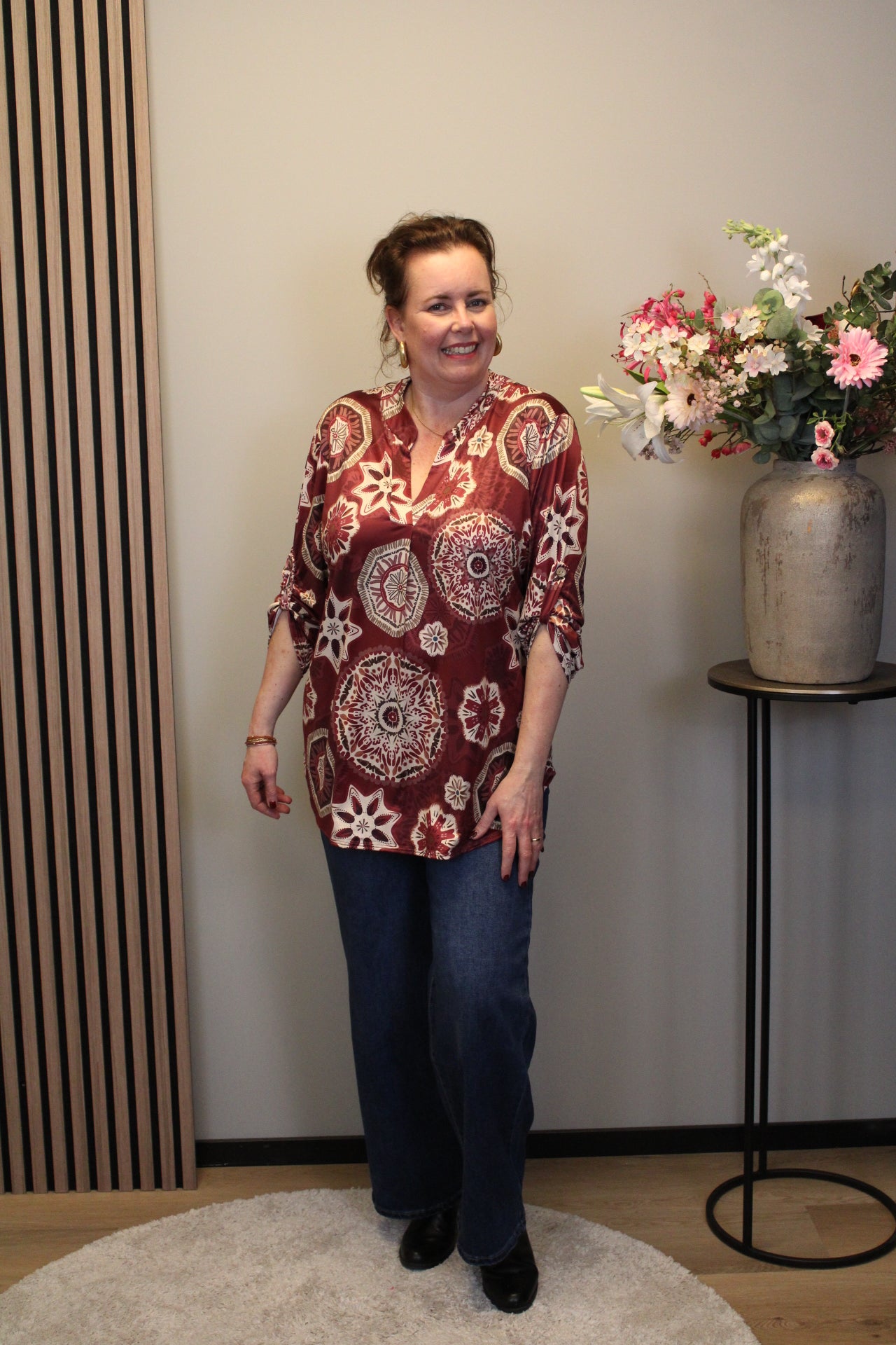 Dora | Bluse schwarz Langarm 52 bis 58