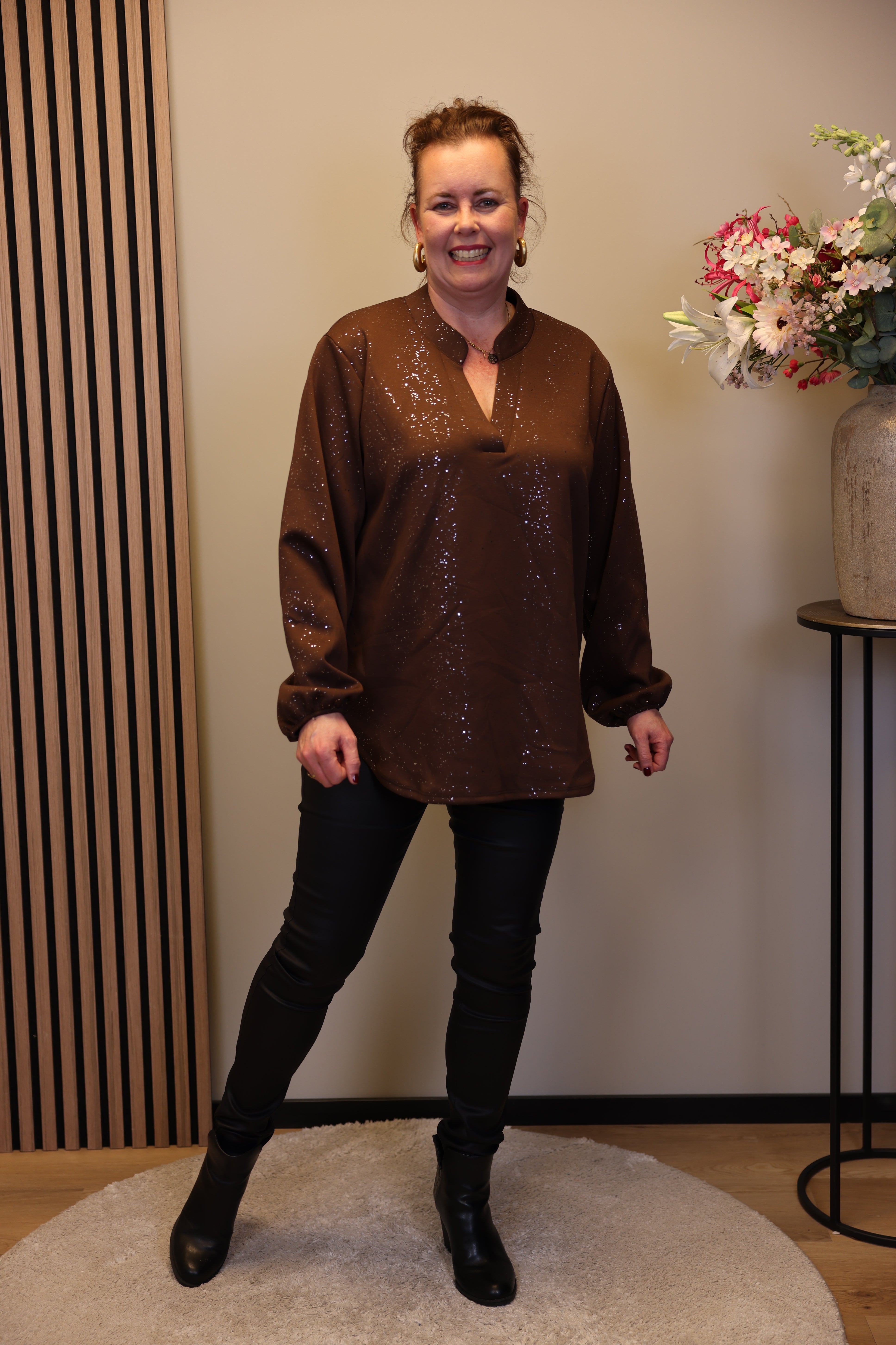 Dora | Bluse schwarz Langarm 52 bis 58