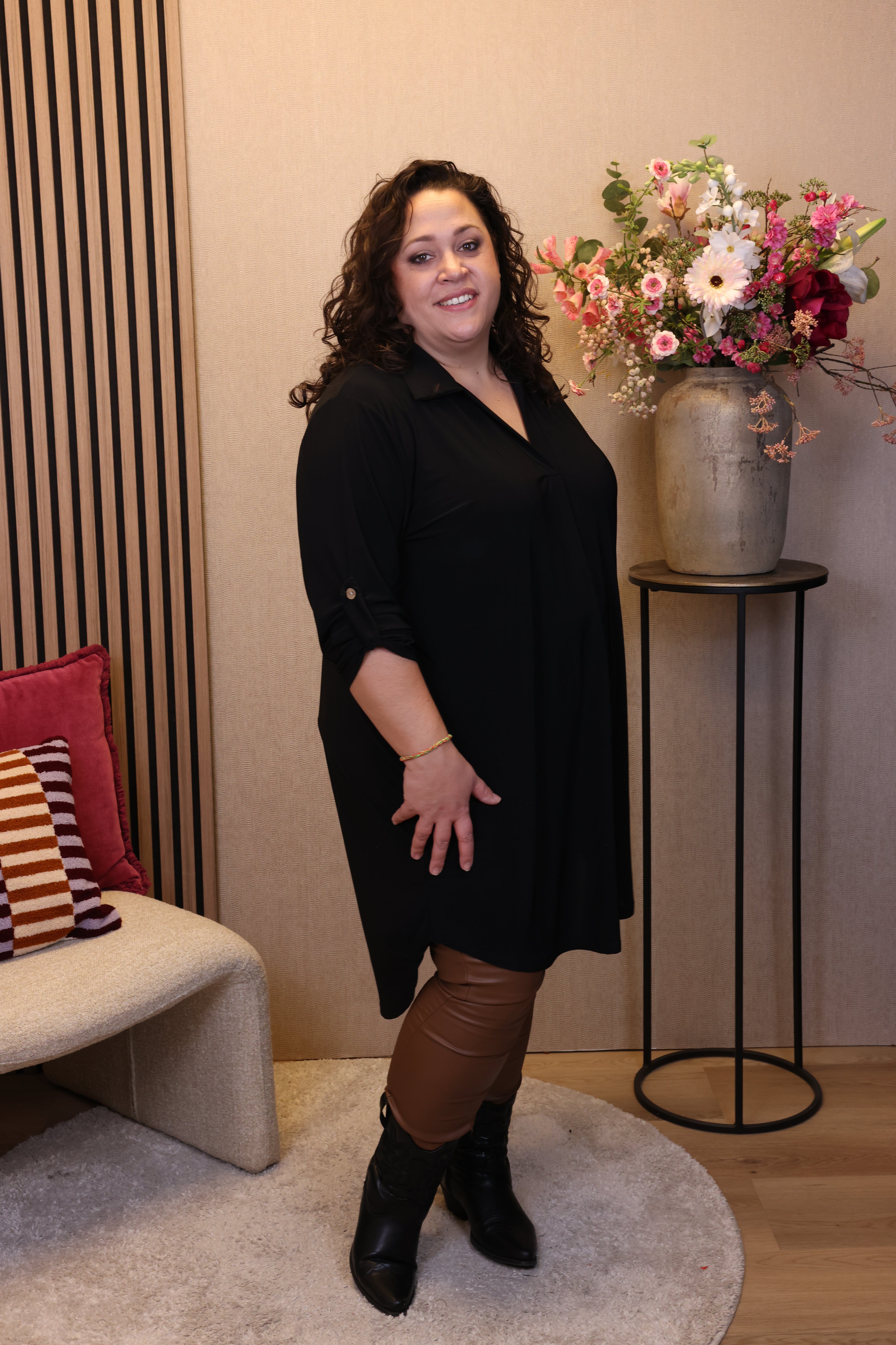 Dora | Bluse schwarz Langarm 52 bis 58