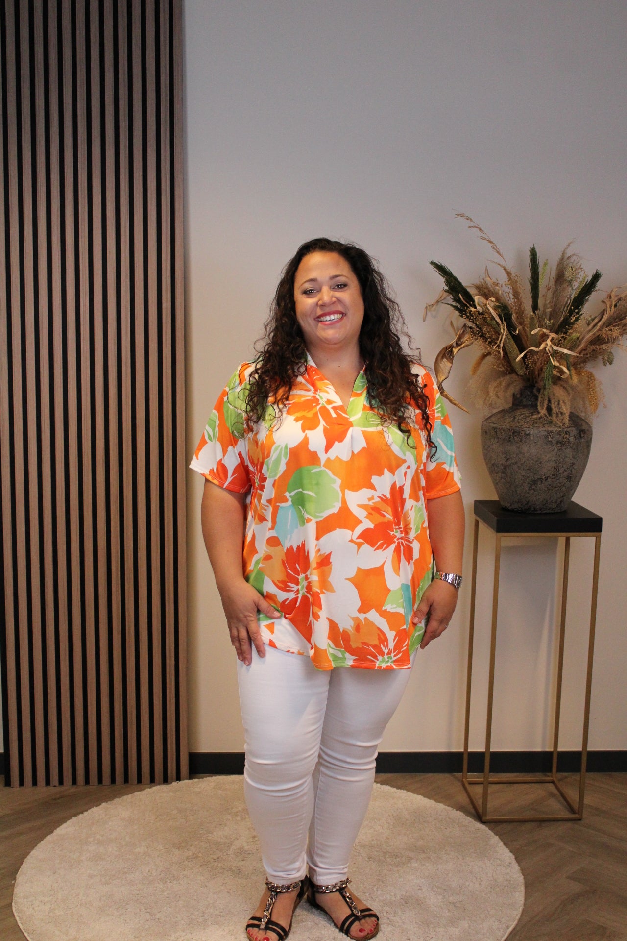 Maartje | Bluse orange Kurzarm 48 bis 52