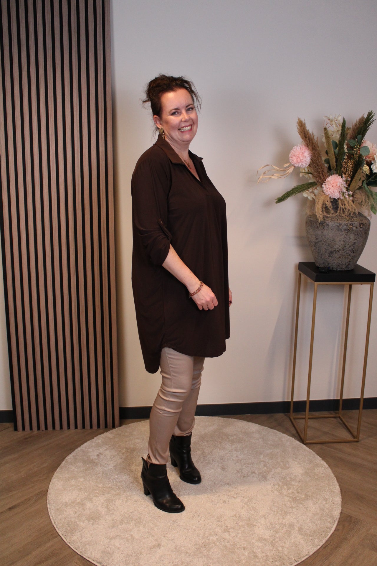 Lana | Blaue Bluse mit Kragen 38 bis 48