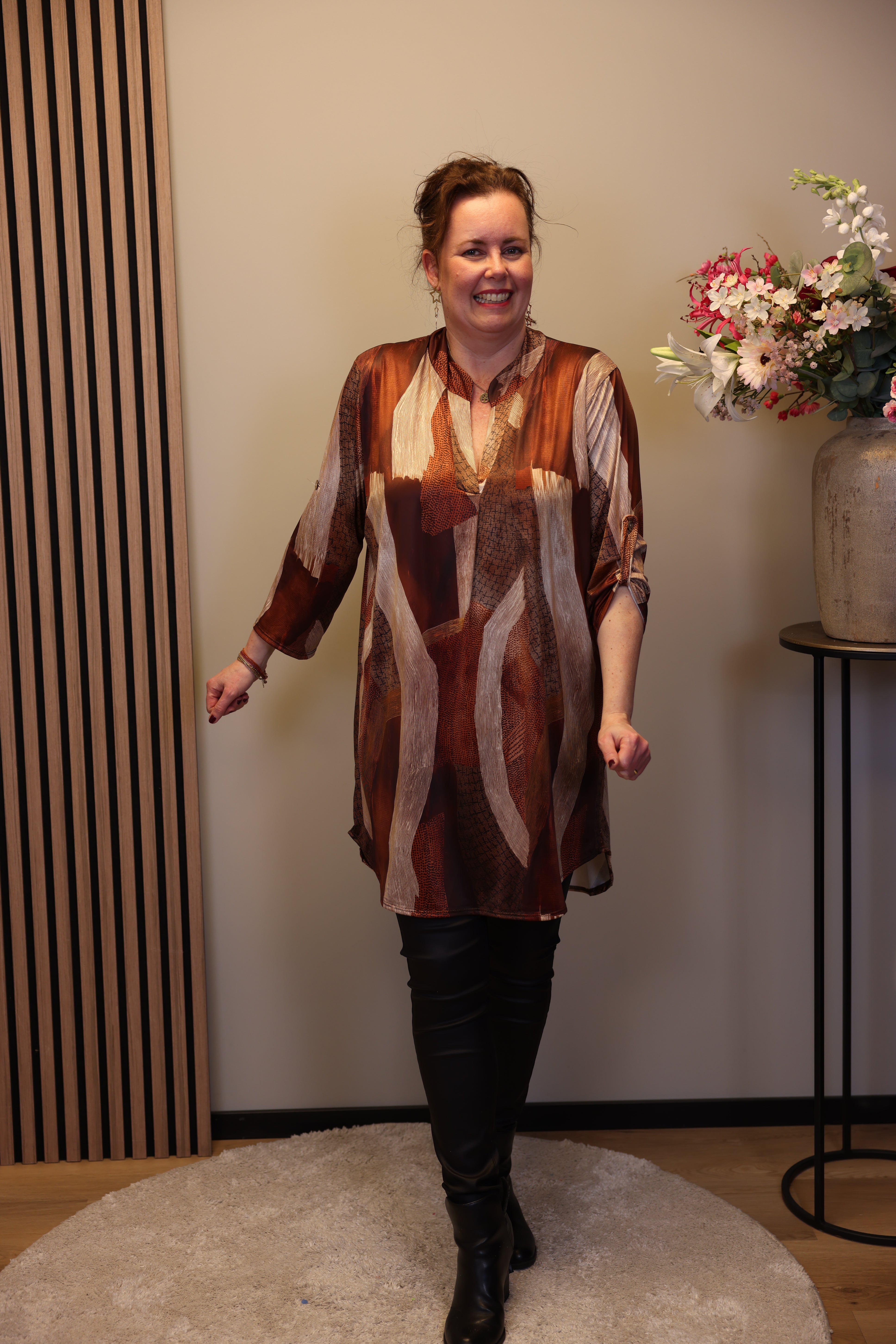 Lana | Blaue Bluse mit Kragen 38 bis 48