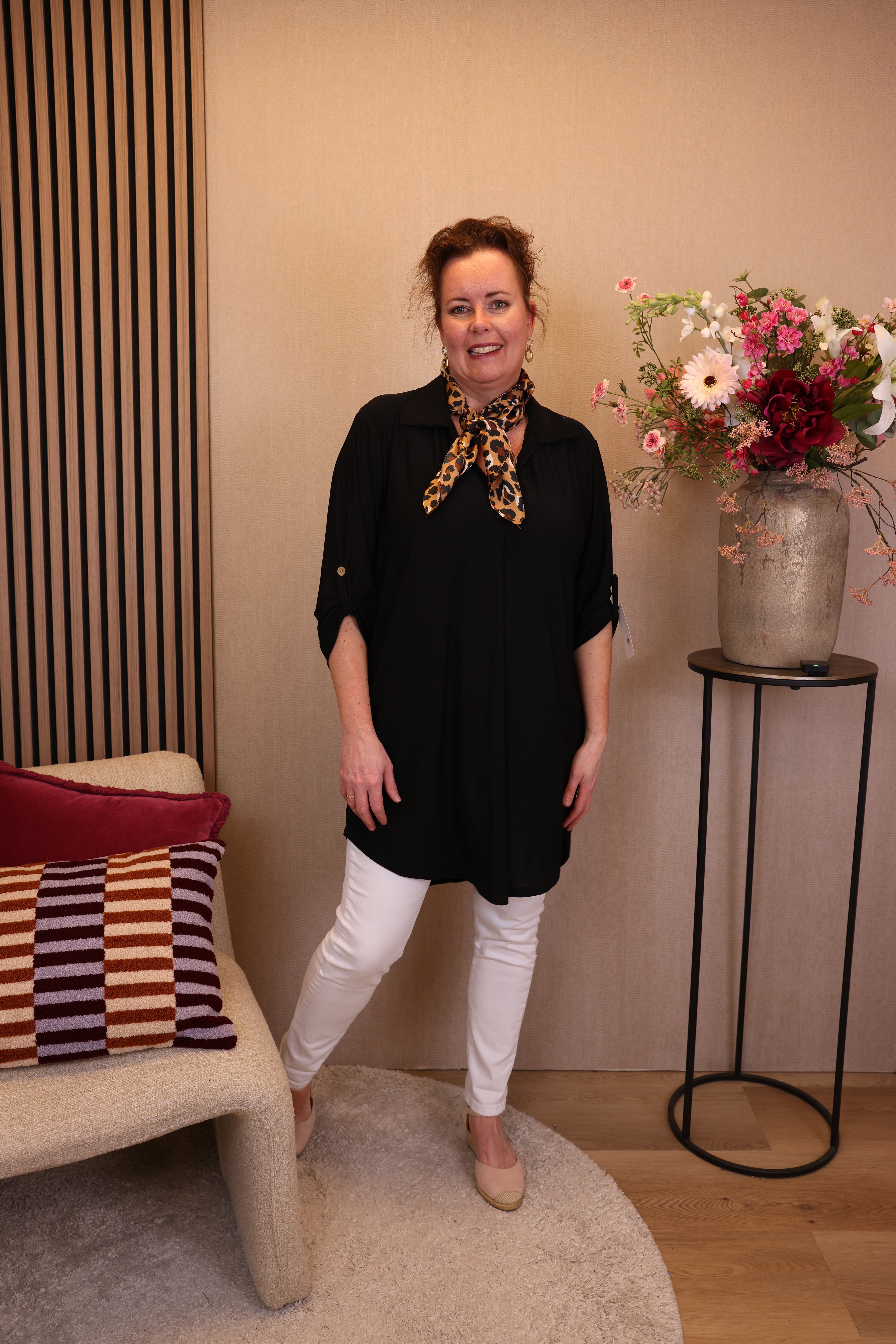 Dora | Bluse schwarz Langarm 52 bis 58