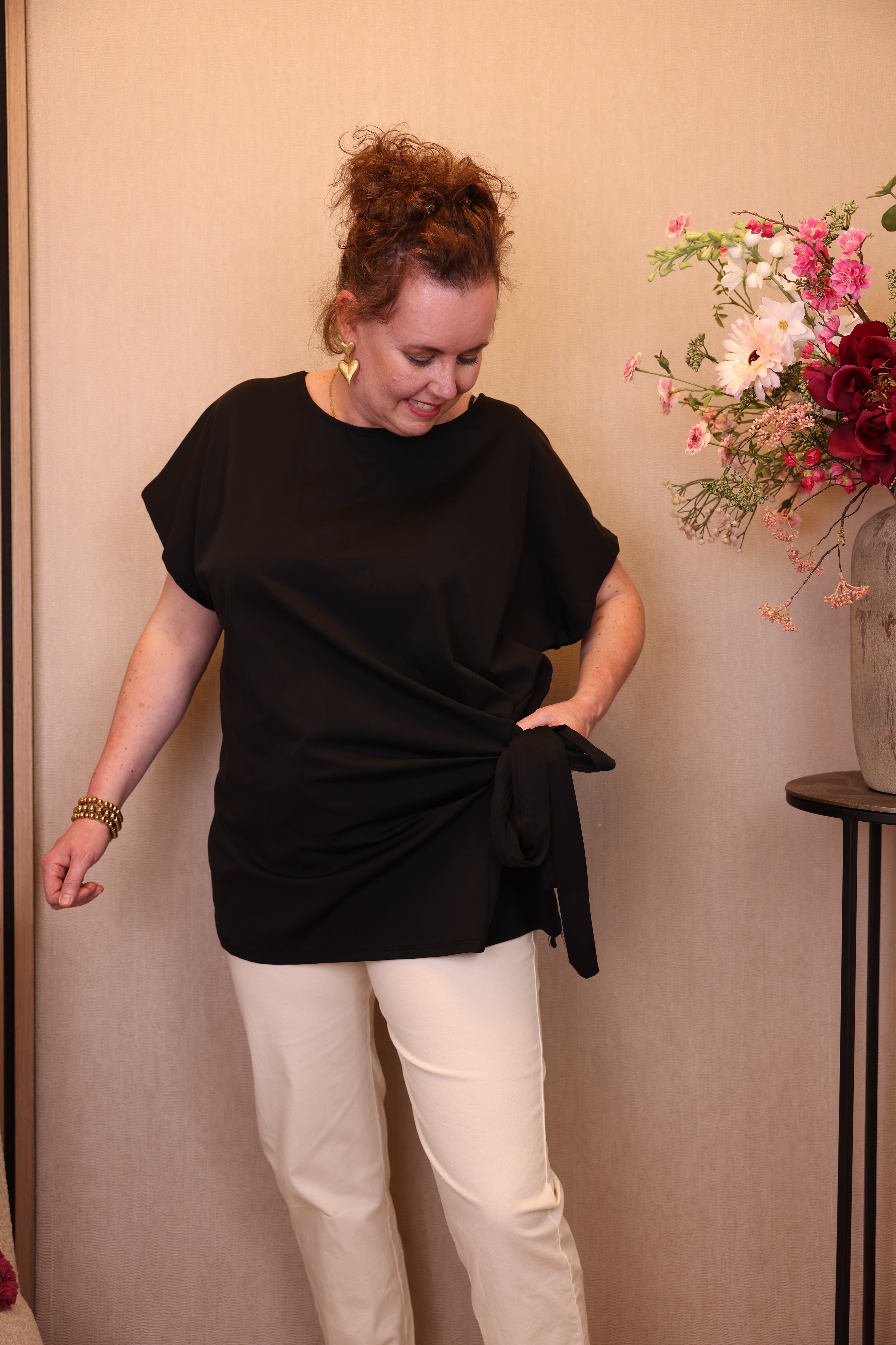 Dora | Bluse schwarz Langarm 52 bis 58