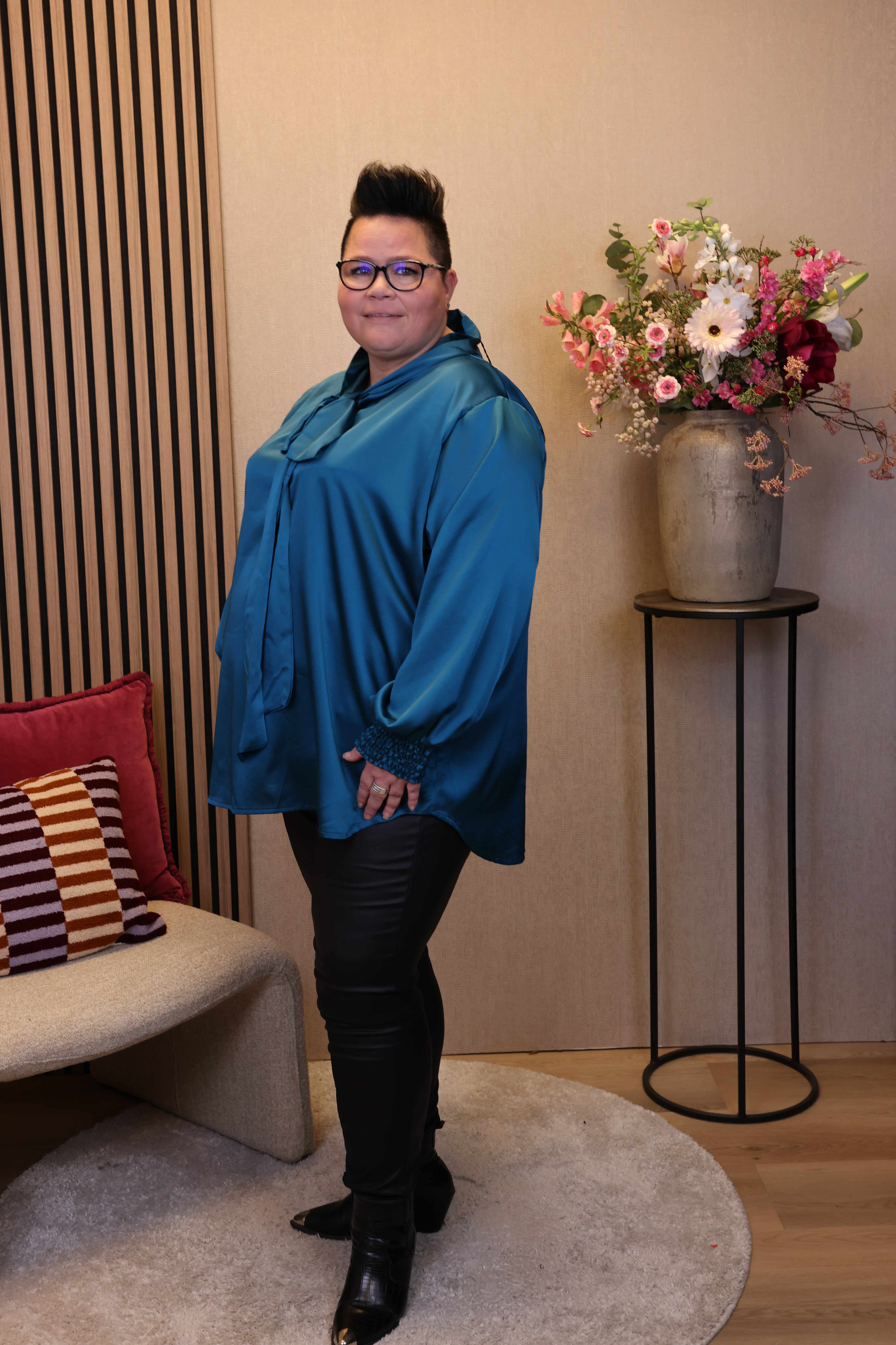 Dora | Bluse schwarz Langarm 52 bis 58