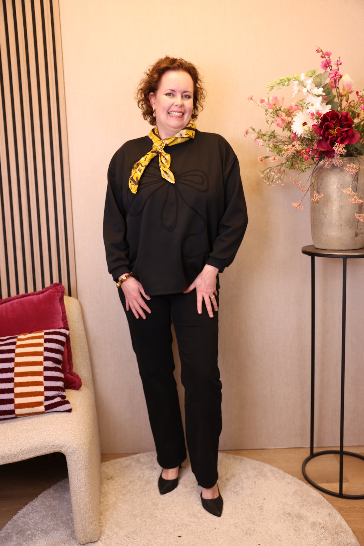 Dora | Bluse schwarz Langarm 52 bis 58