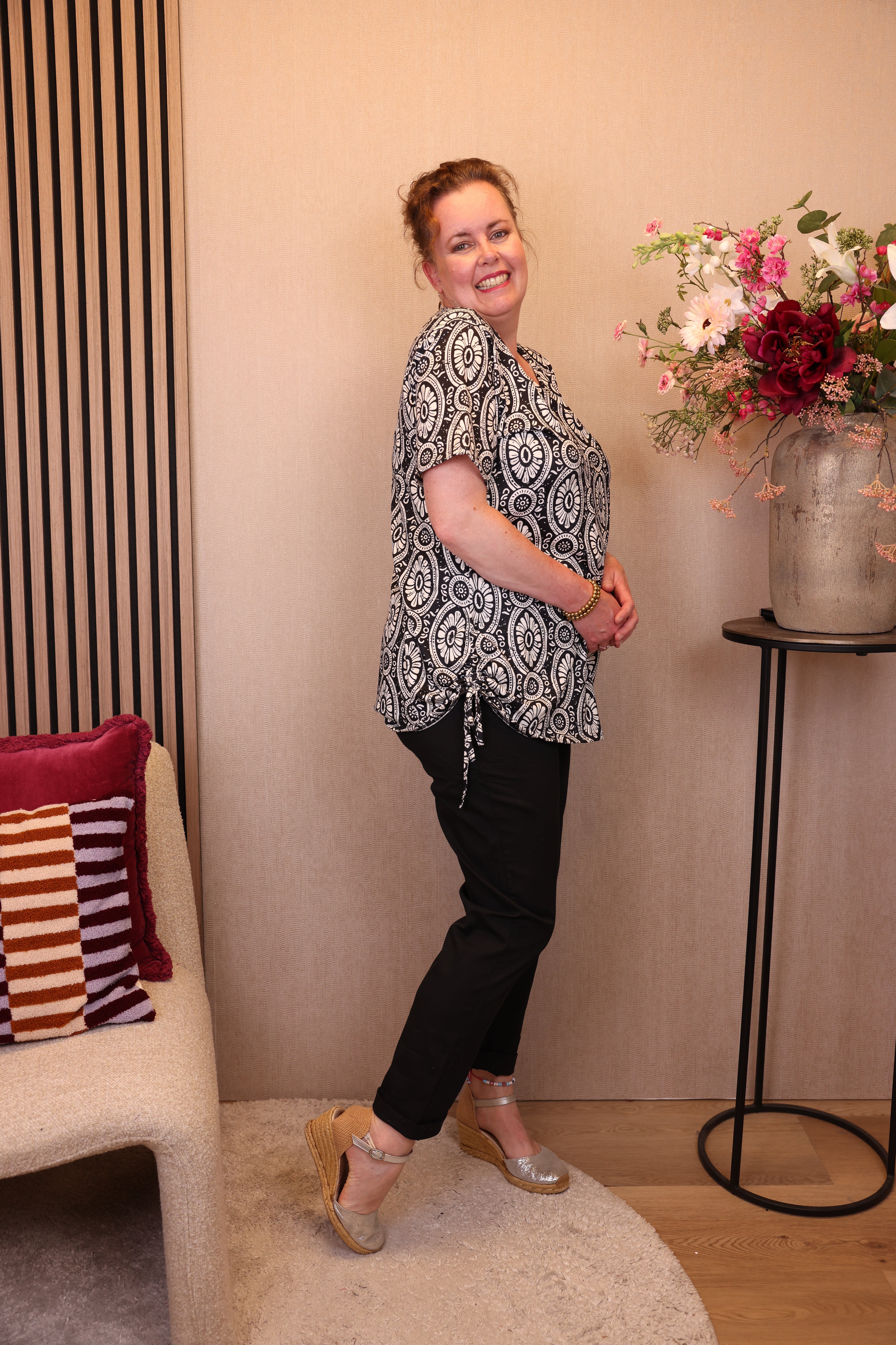 Dora | Bluse schwarz Langarm 52 bis 58