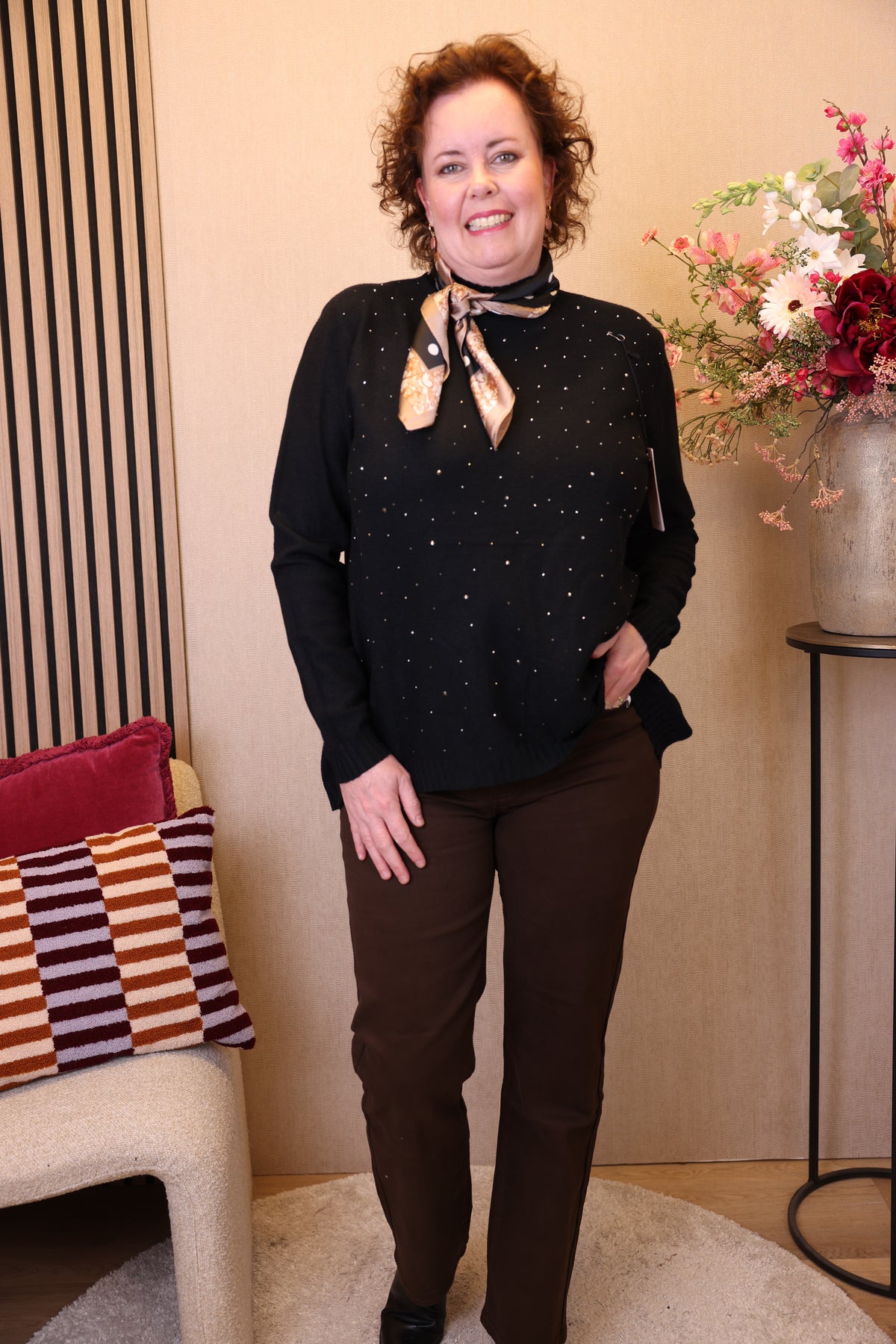 Dora | Bluse schwarz Langarm 52 bis 58