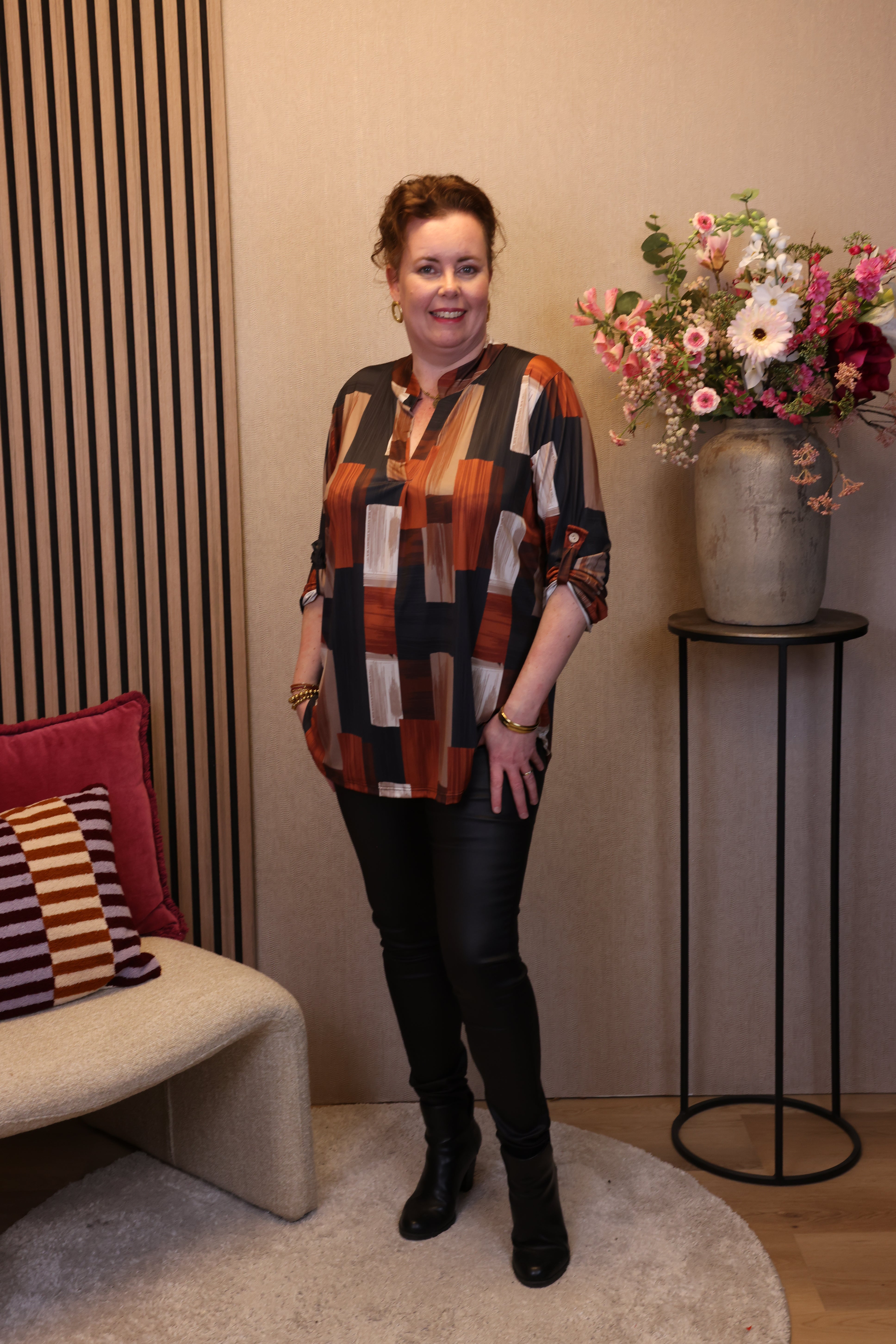 Dora | Bluse schwarz Langarm 52 bis 58