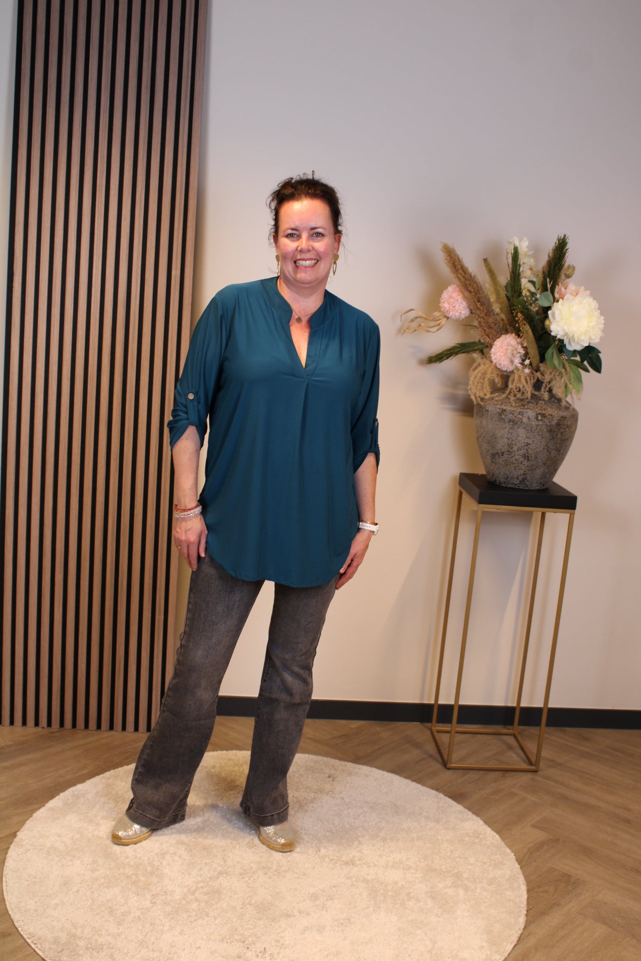 Dora | Bluse schwarz Langarm 52 bis 58