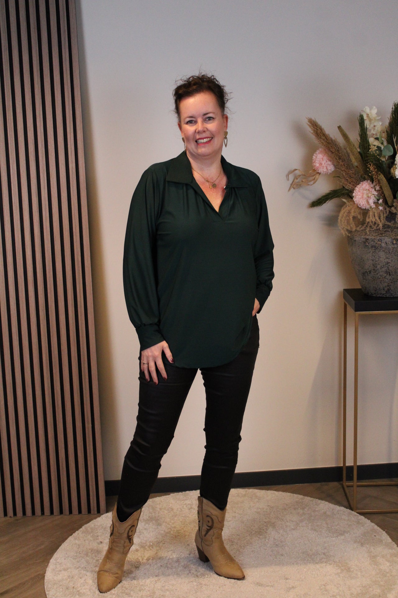 Dora | Bluse schwarz Langarm 52 bis 58