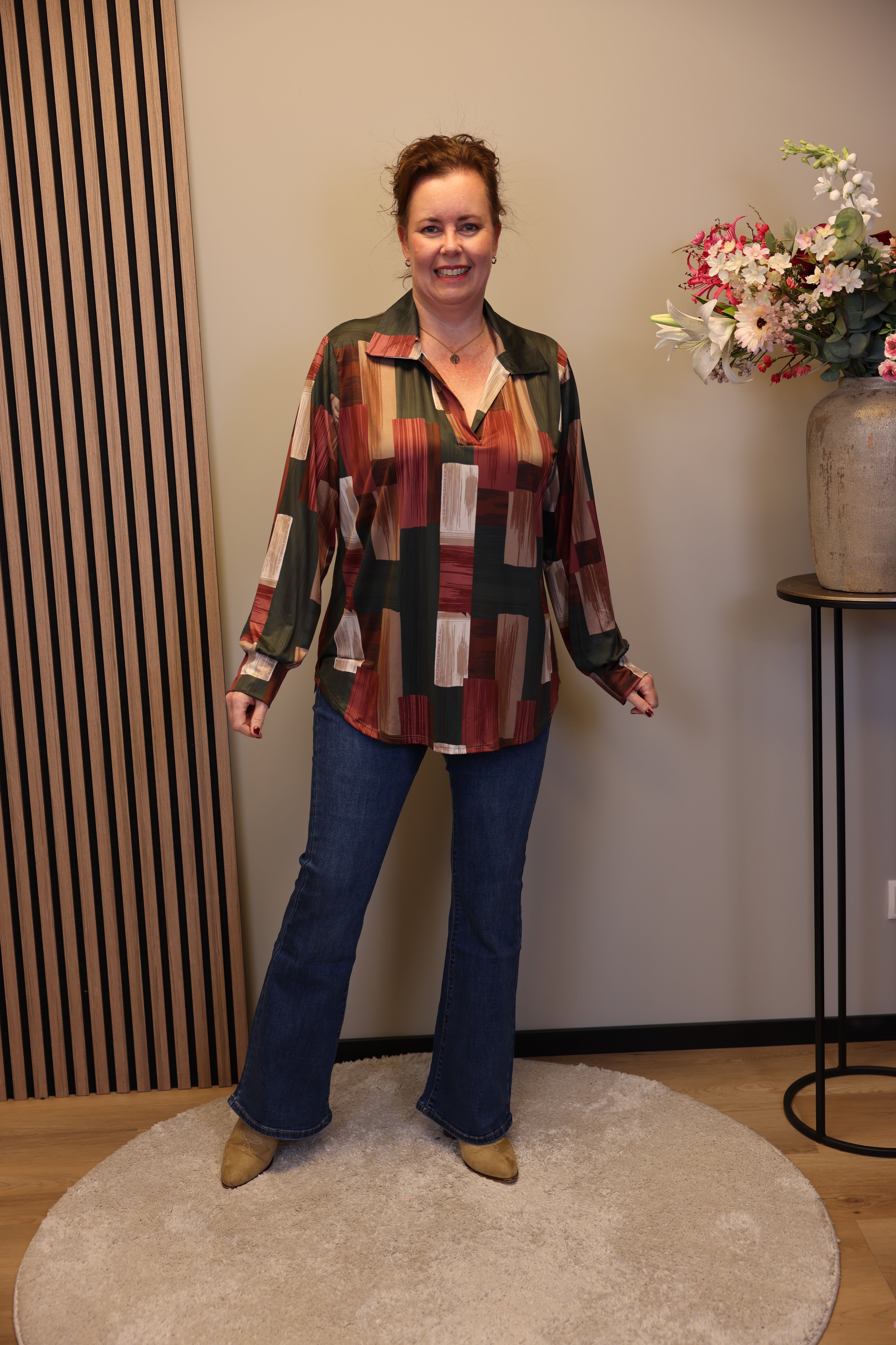 Verona | Bluse mit Kragen blau 48 bis 52