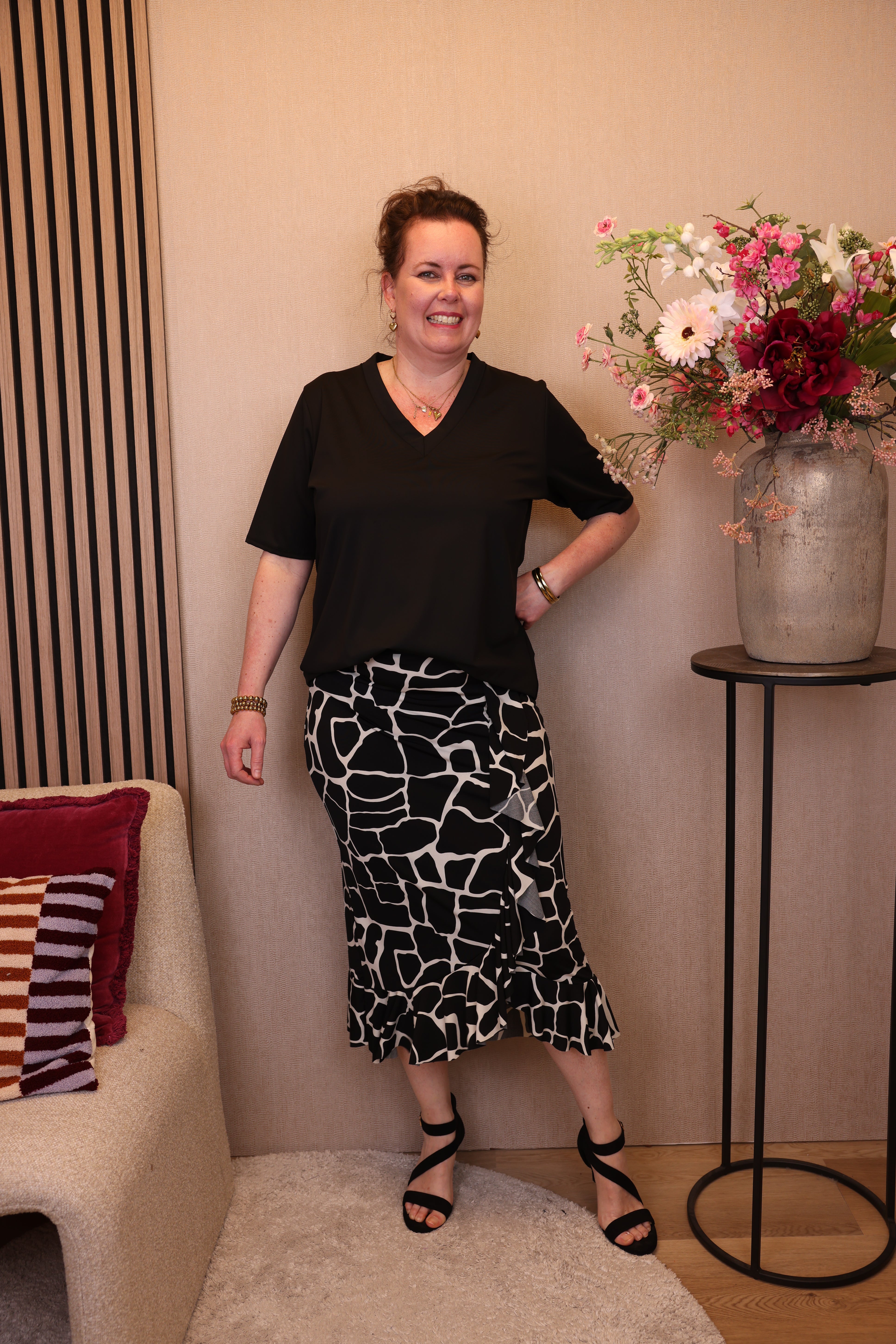 Dora | Bluse schwarz Langarm 52 bis 58
