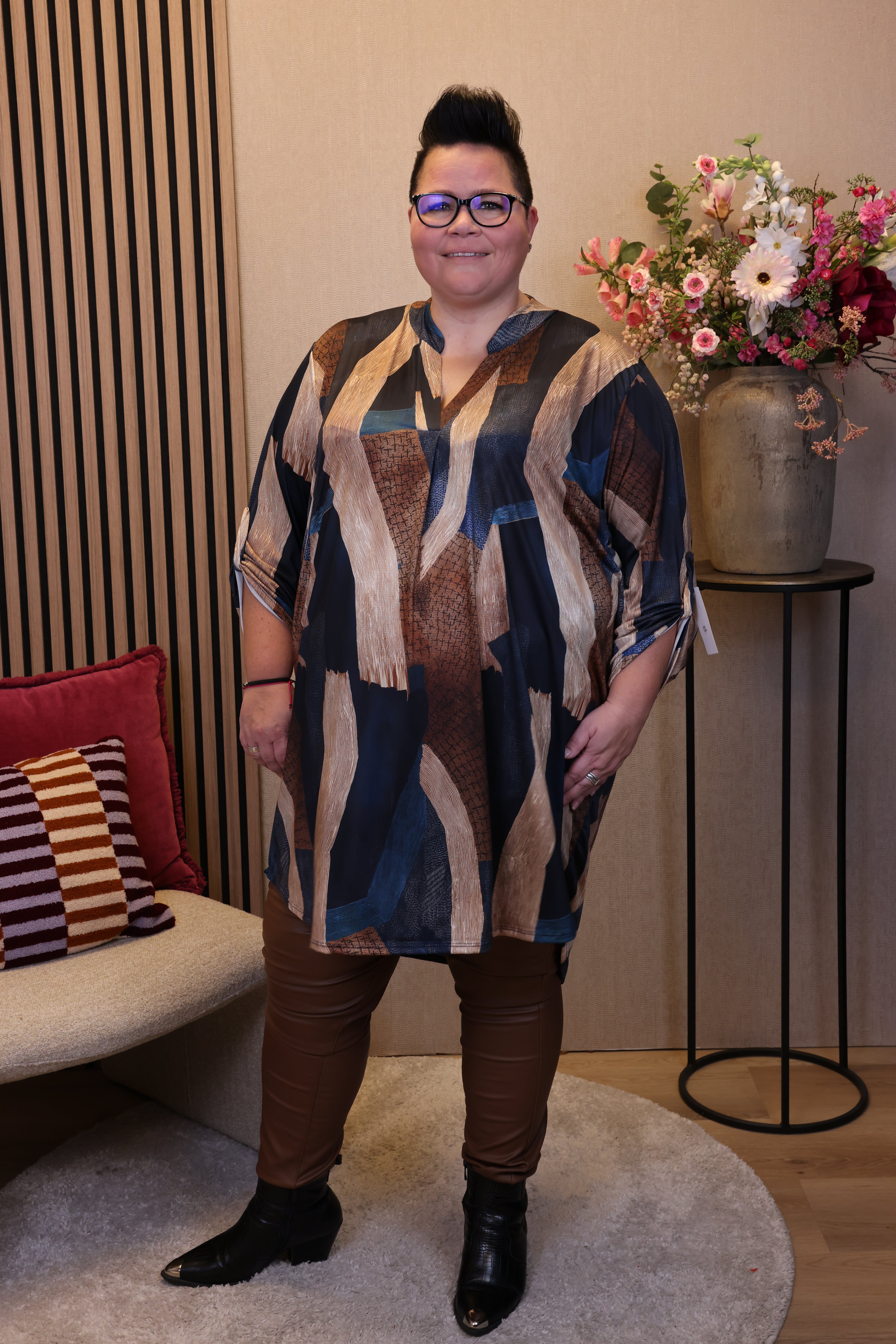 Dora | Bluse schwarz Langarm 52 bis 58