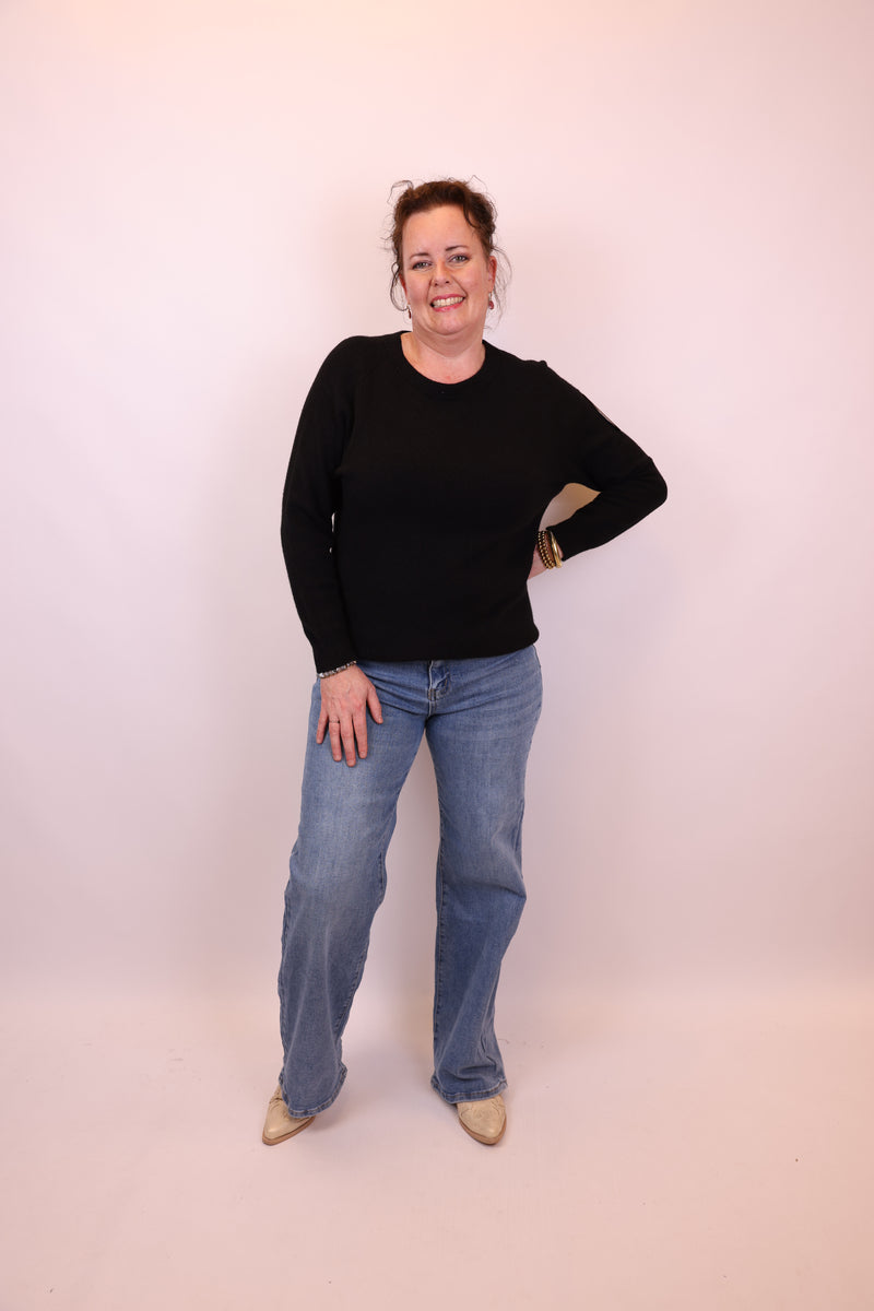 Dora | Bluse schwarz Langarm 52 bis 58