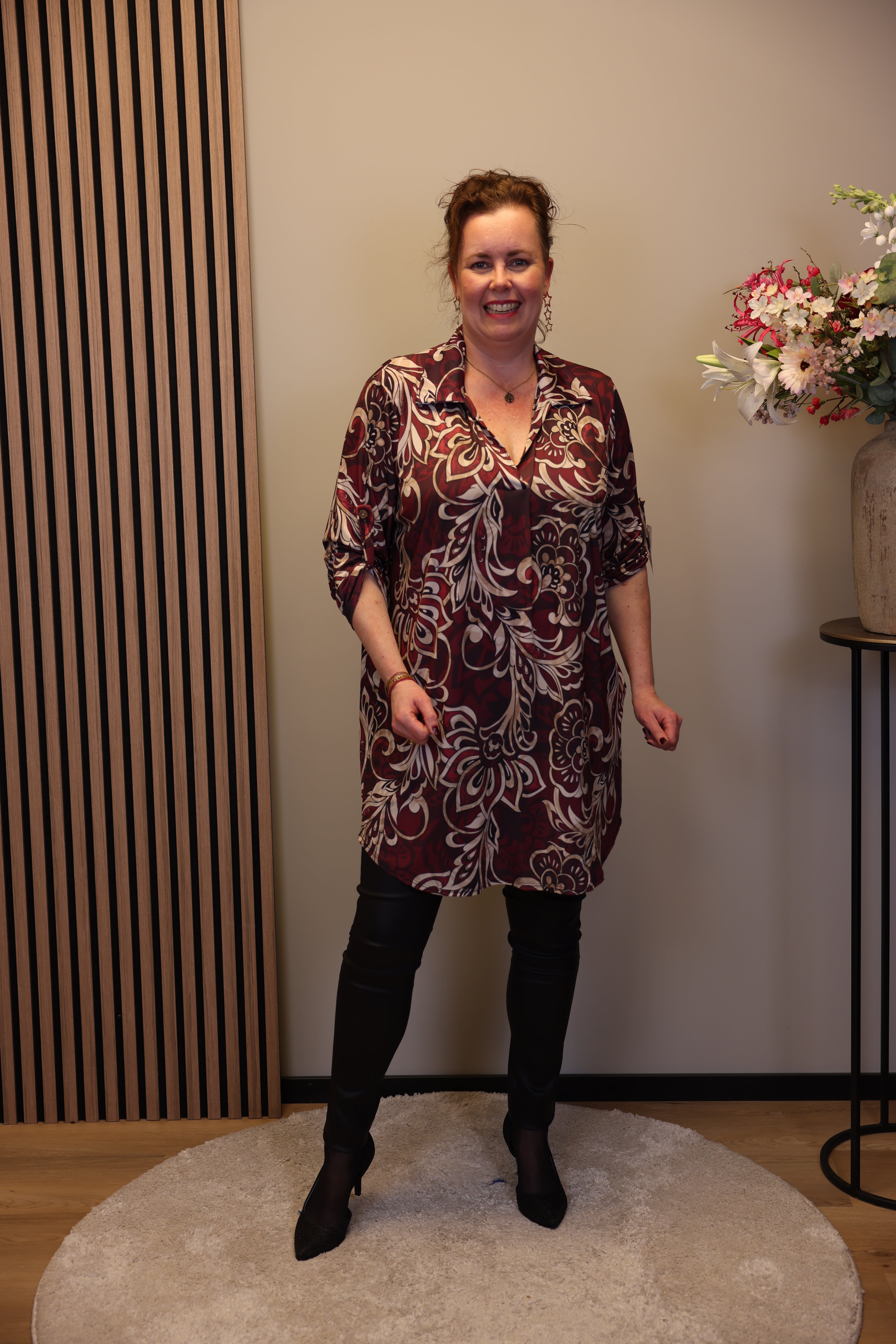 Lana | Blaue Bluse mit Kragen 38 bis 48