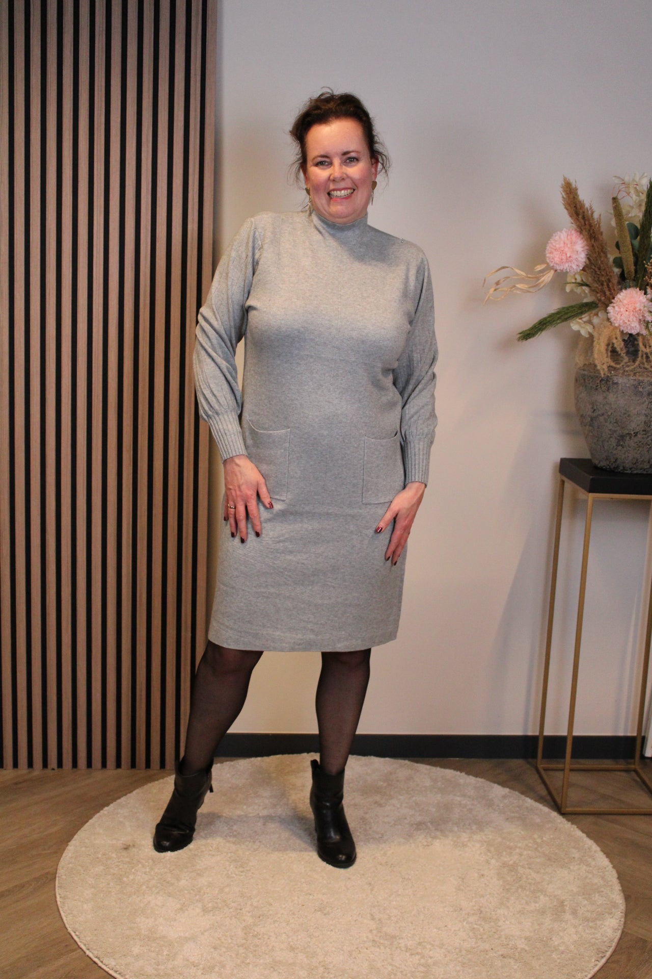 Britt | Blaues Langarmkleid 38 bis 44