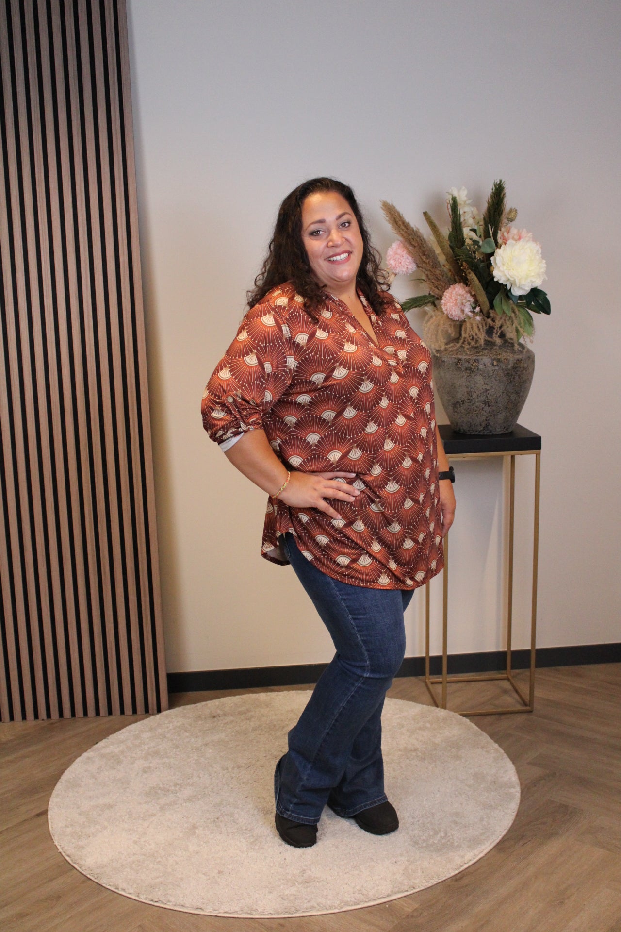 Dora | Bluse braun Langarm 48 bis 52