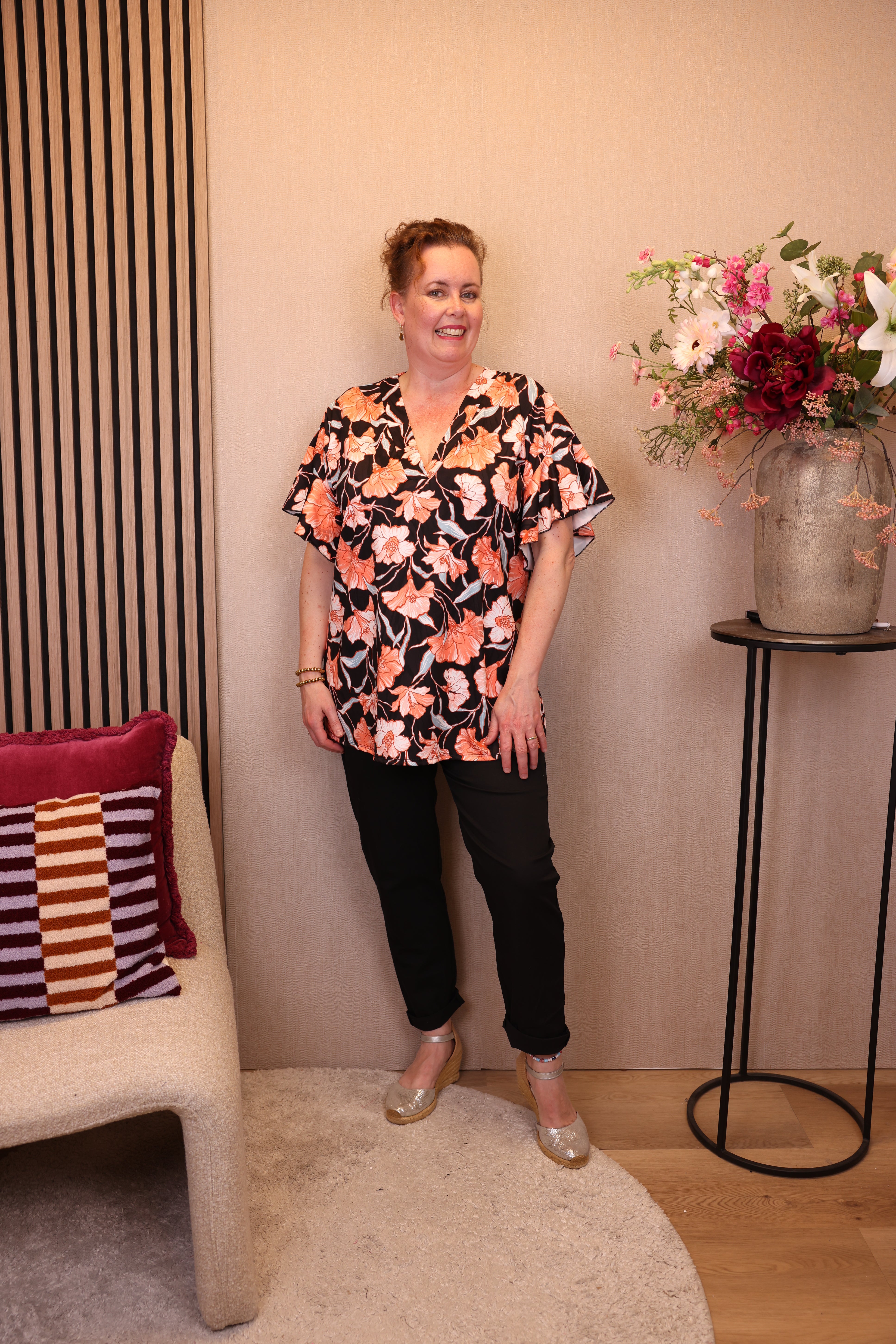 Dora | Bluse schwarz Langarm 52 bis 58