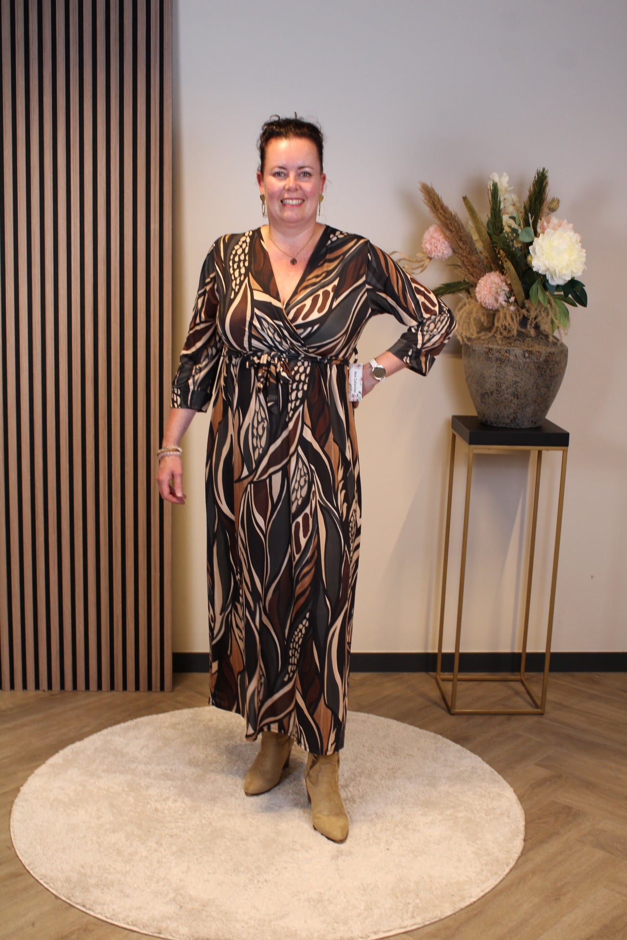 Marise | Jurk bruin lange mouw 38 t/m 48