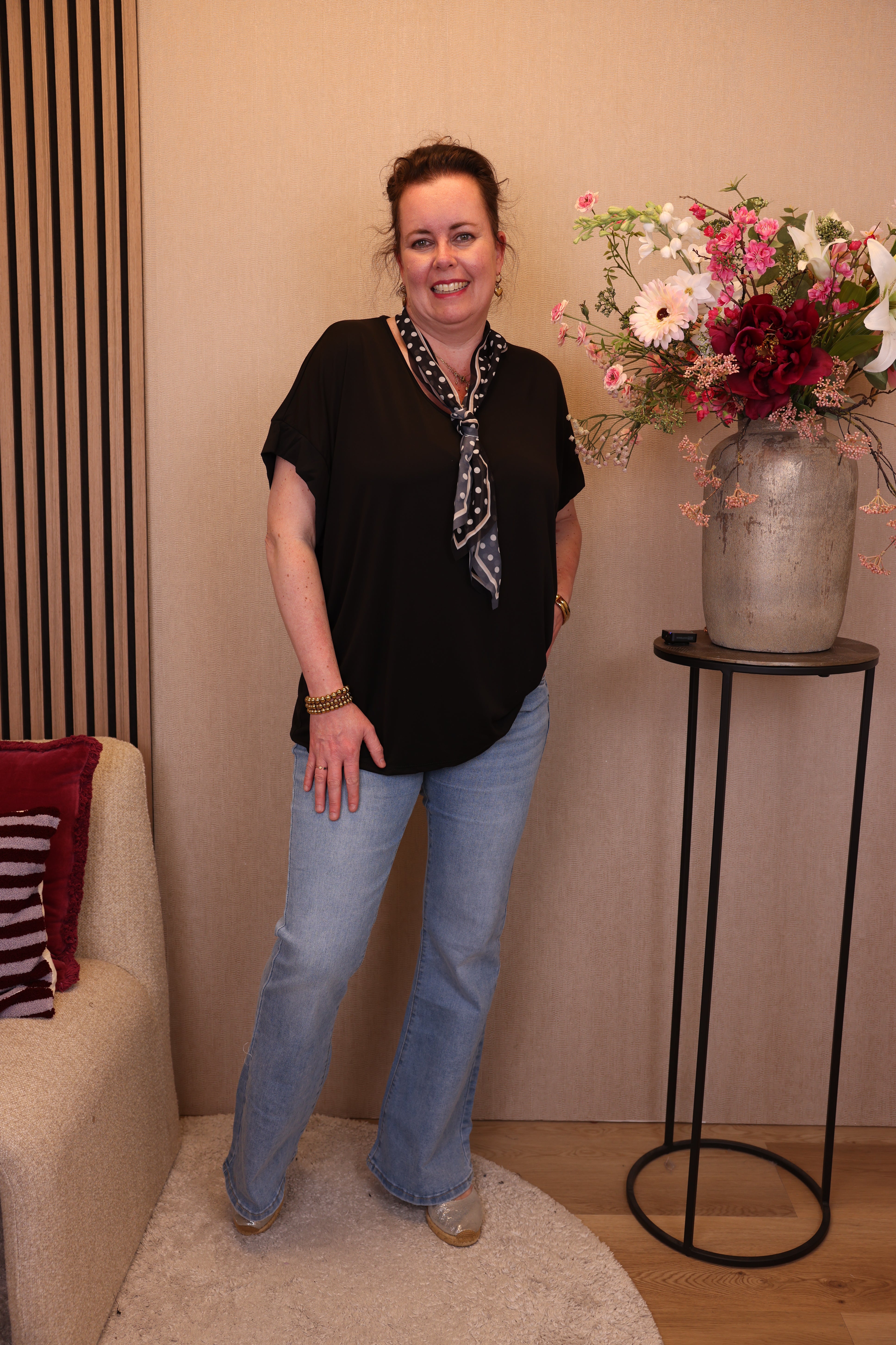 Dora | Bluse schwarz Langarm 52 bis 58