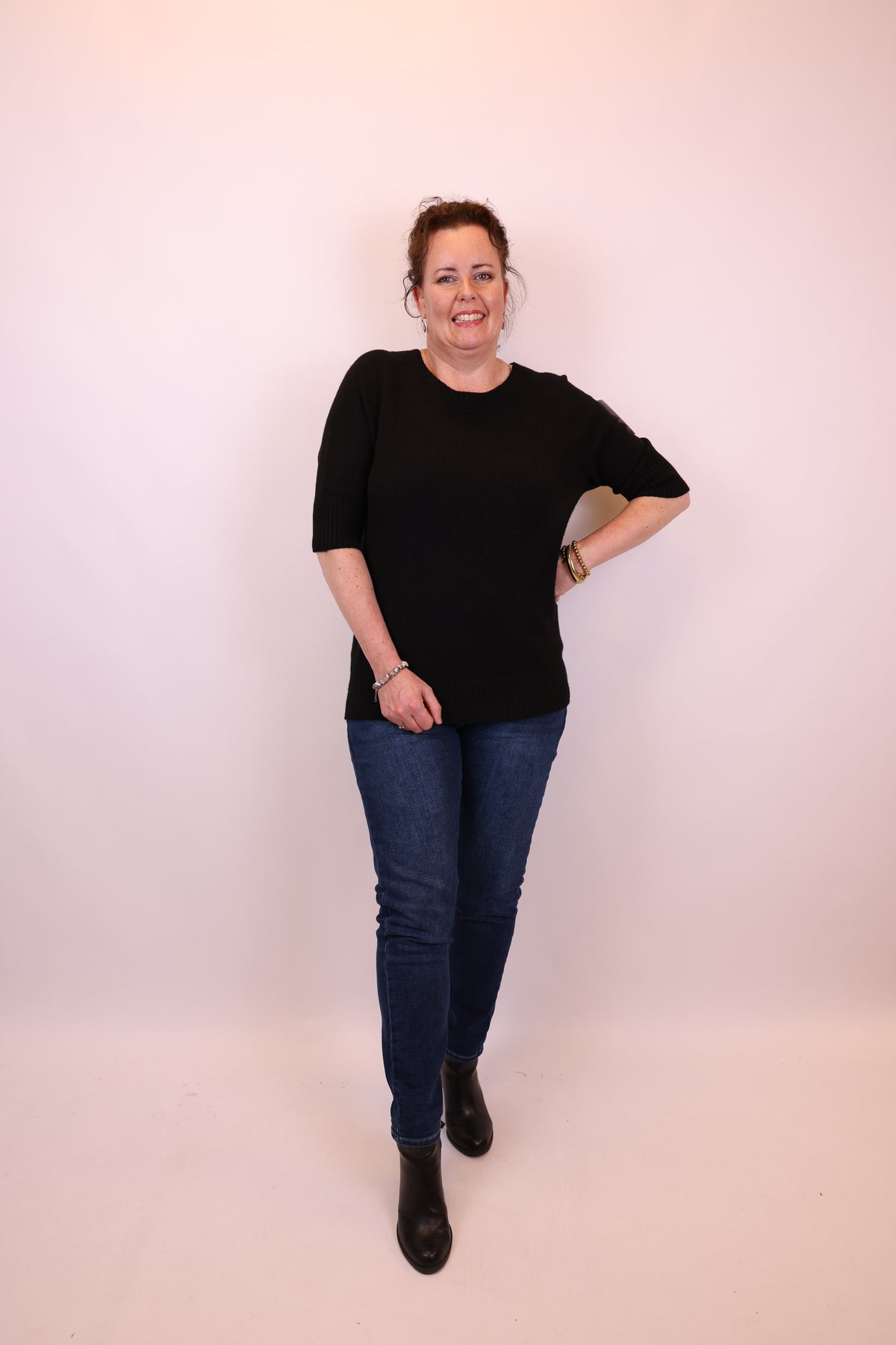 Dora | Bluse schwarz Langarm 52 bis 58