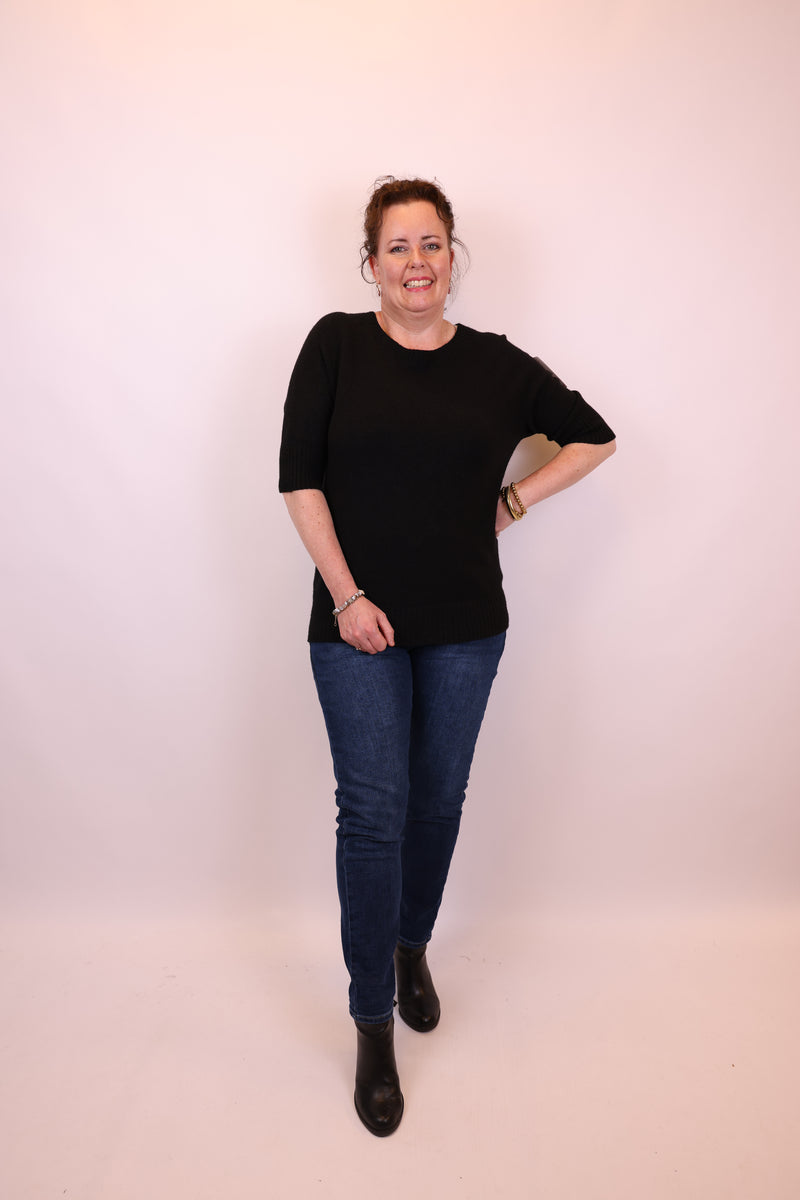 Dora | Bluse schwarz Langarm 52 bis 58