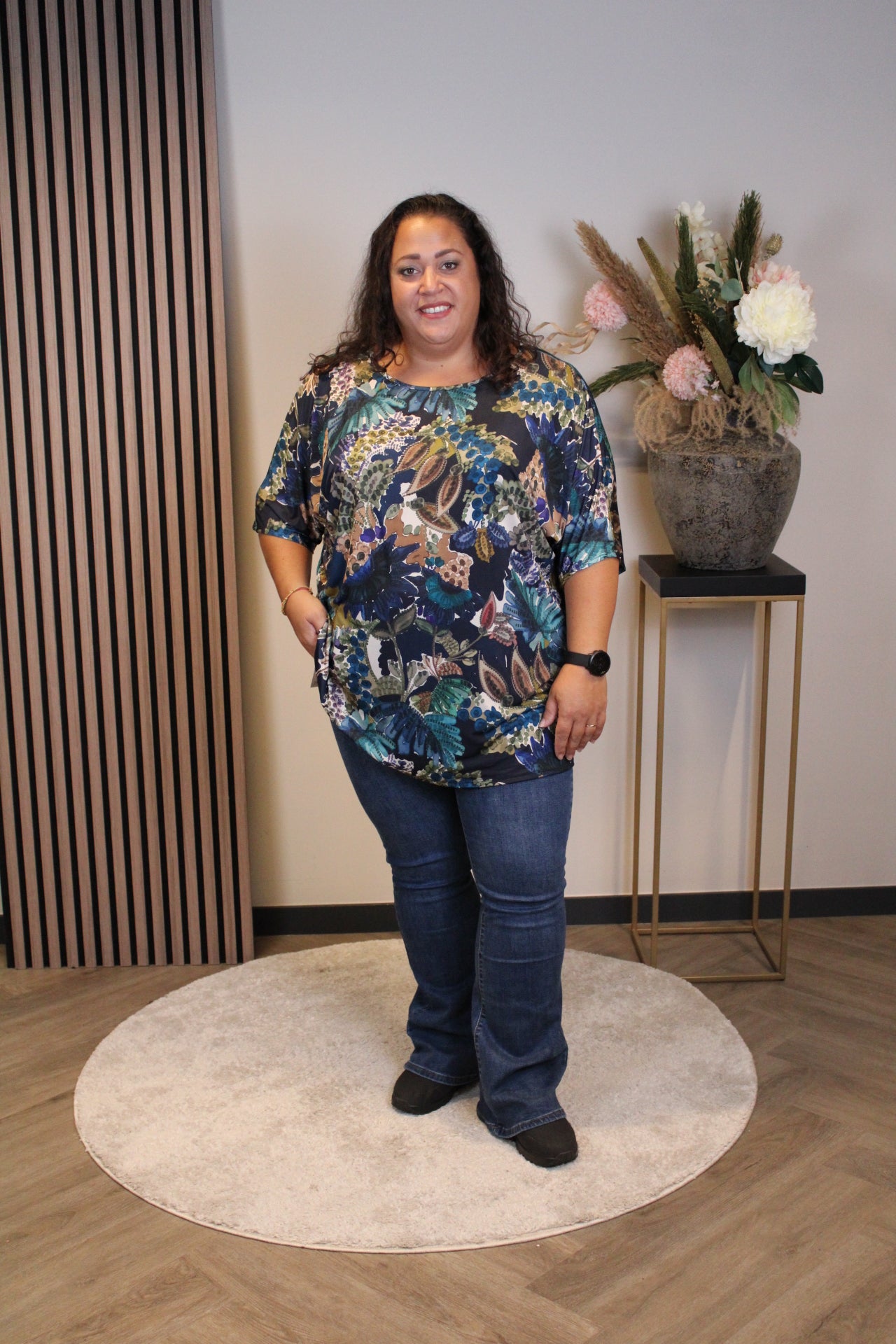 Dora | Bluse schwarz Langarm 52 bis 58