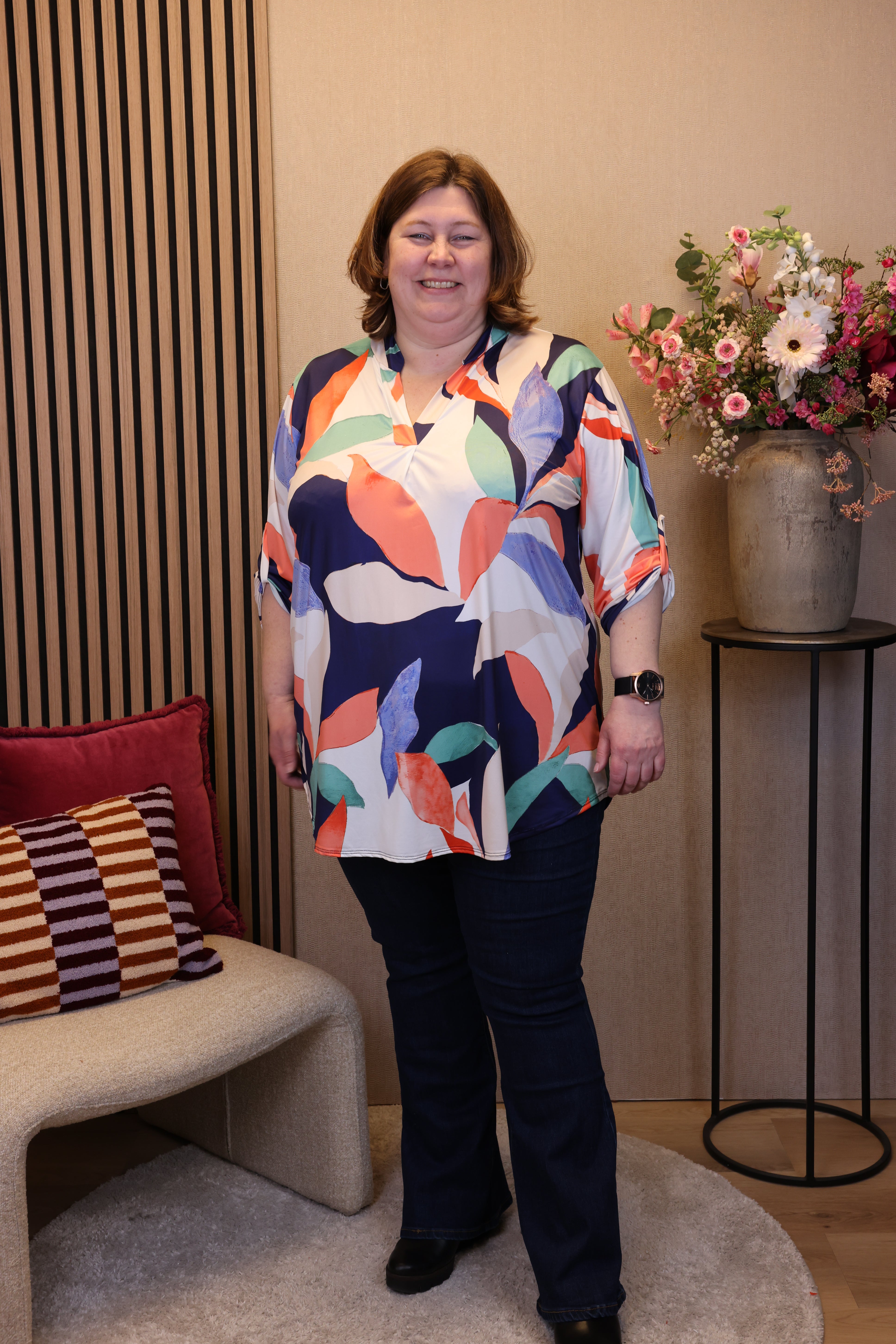 Dora | Bluse schwarz Langarm 52 bis 58