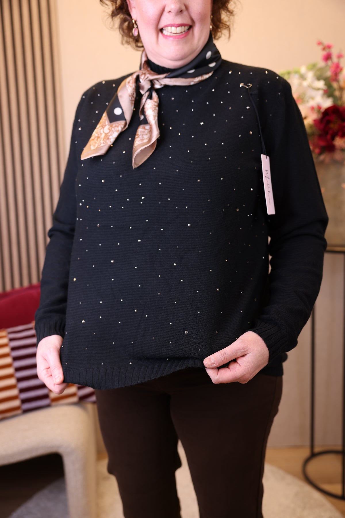 Dora | Bluse schwarz Langarm 52 bis 58