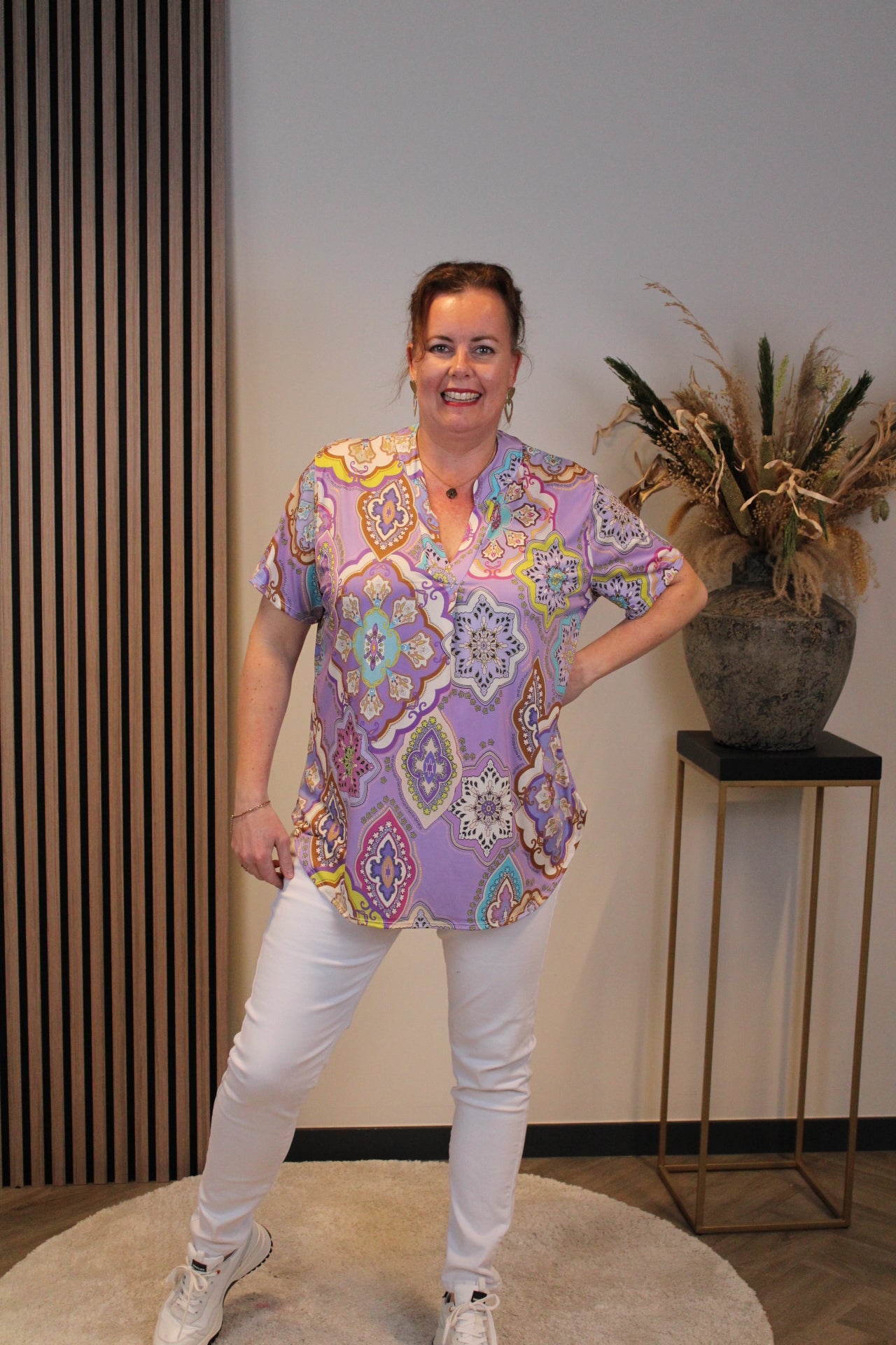 Jane | Blouse paars korte mouw 38 t/m 48