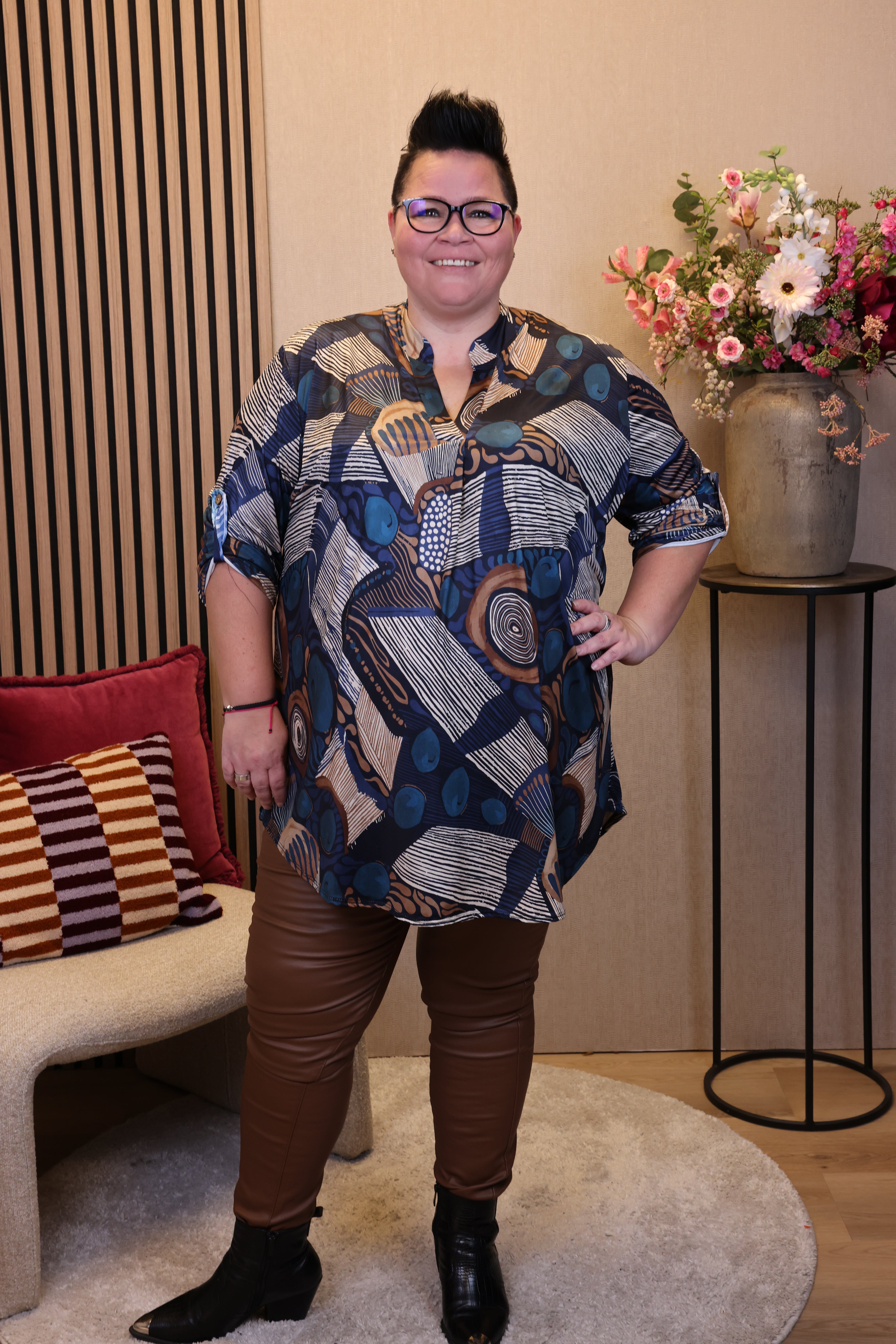 Dora | Bluse schwarz Langarm 52 bis 58